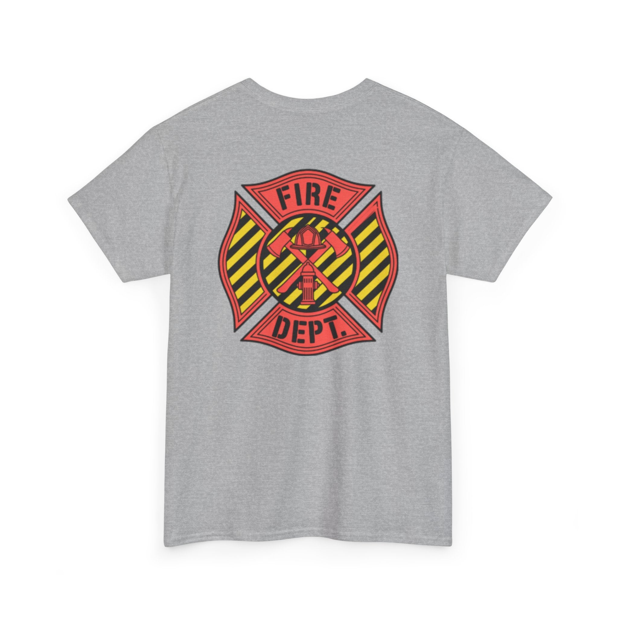 Fire Dept Maltese Cross T-Shirt — Firefighter Tee with Back Graphic