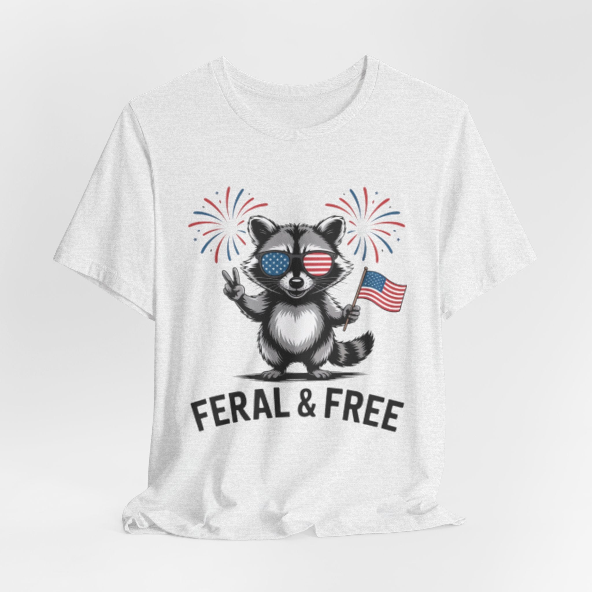 Feral & Free Patriotic Raccoon 4th of July Tee