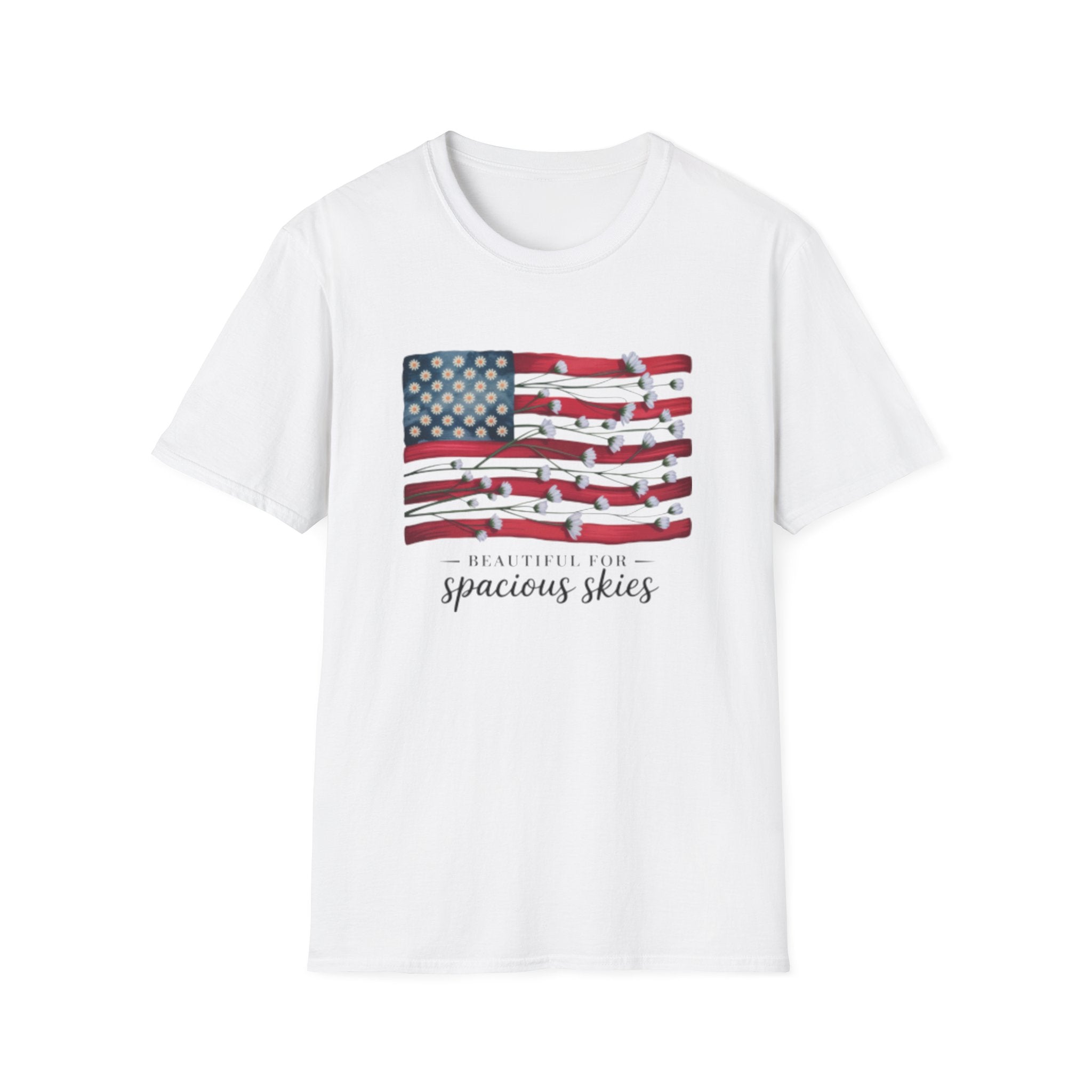 American Floral Flag  T-Shirt | patriotic, Beautiful Skies