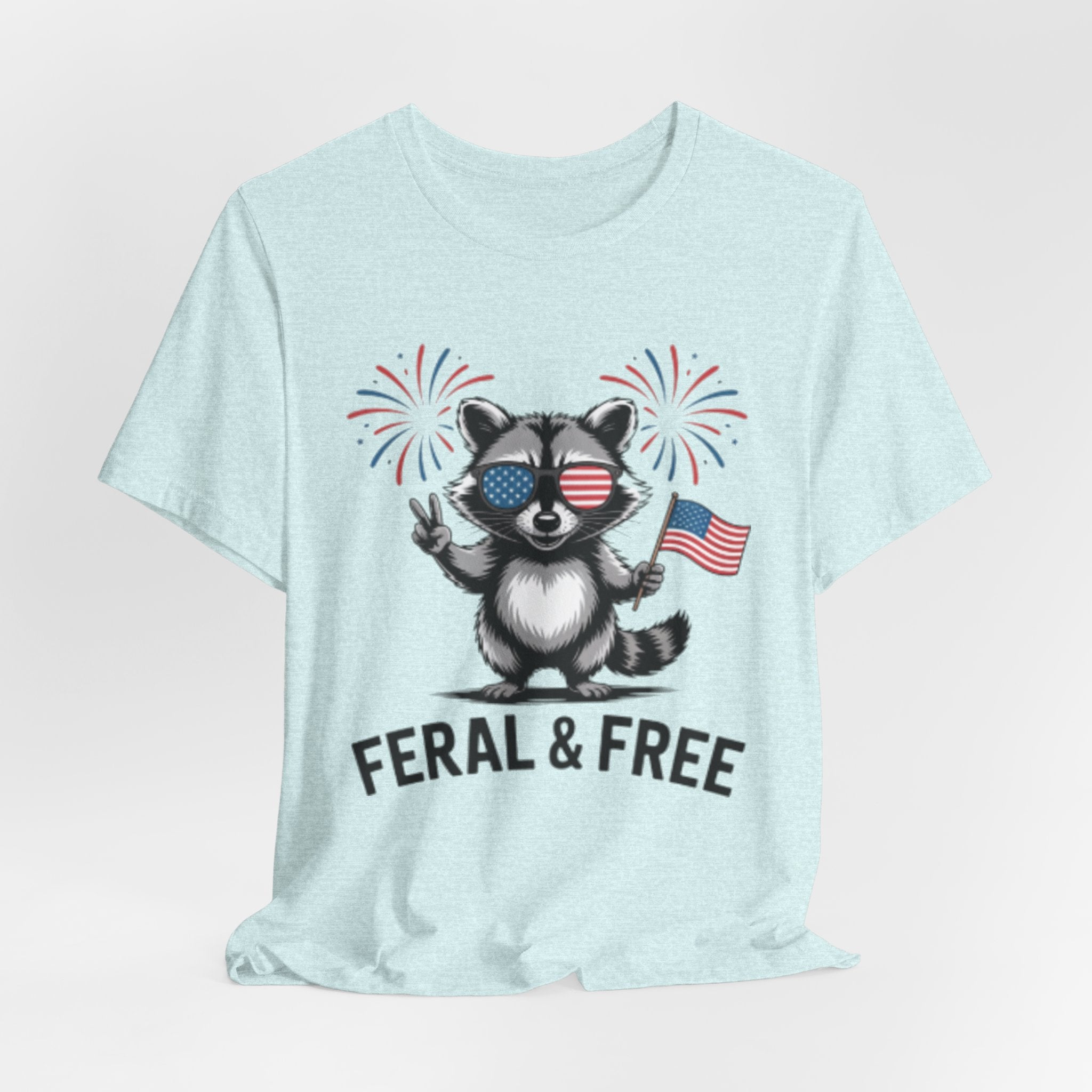 Feral & Free Patriotic Raccoon 4th of July Tee