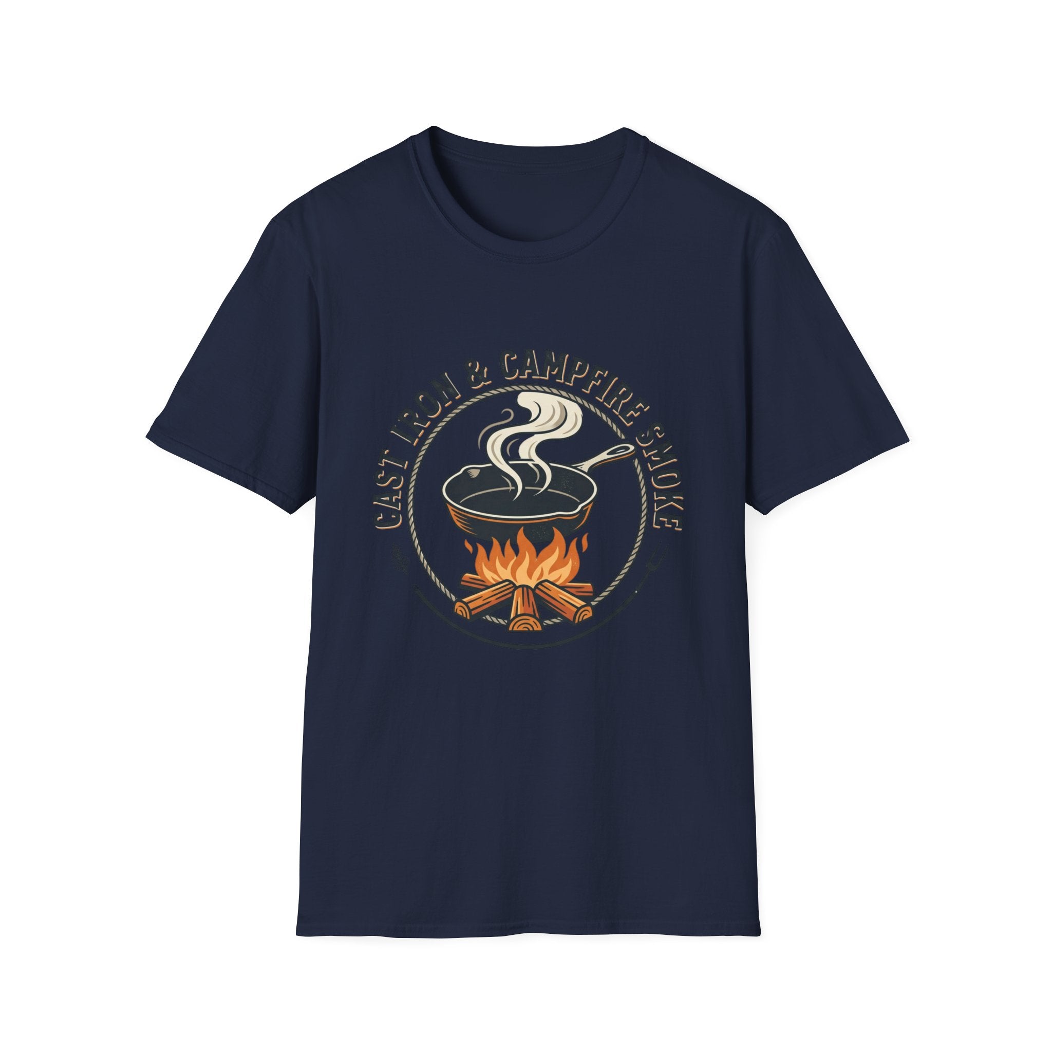 Cast Iron & Campfire Smoke Rustic Camping Tee