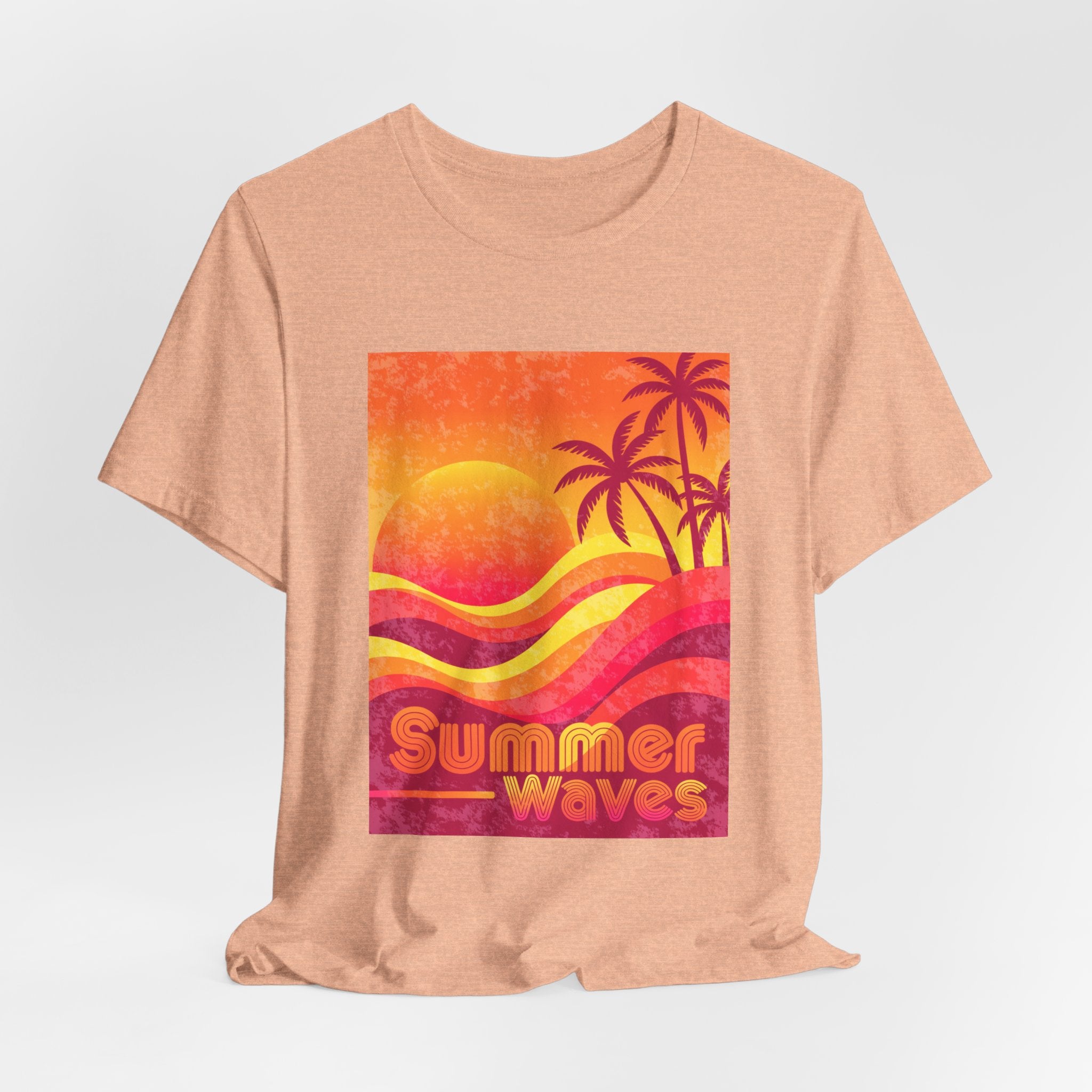 Summer Waves Retro Sunset Palm Beach Tee