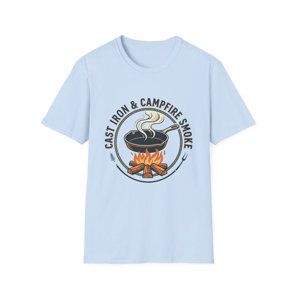 Cast Iron & Campfire Smoke Rustic Camping Tee