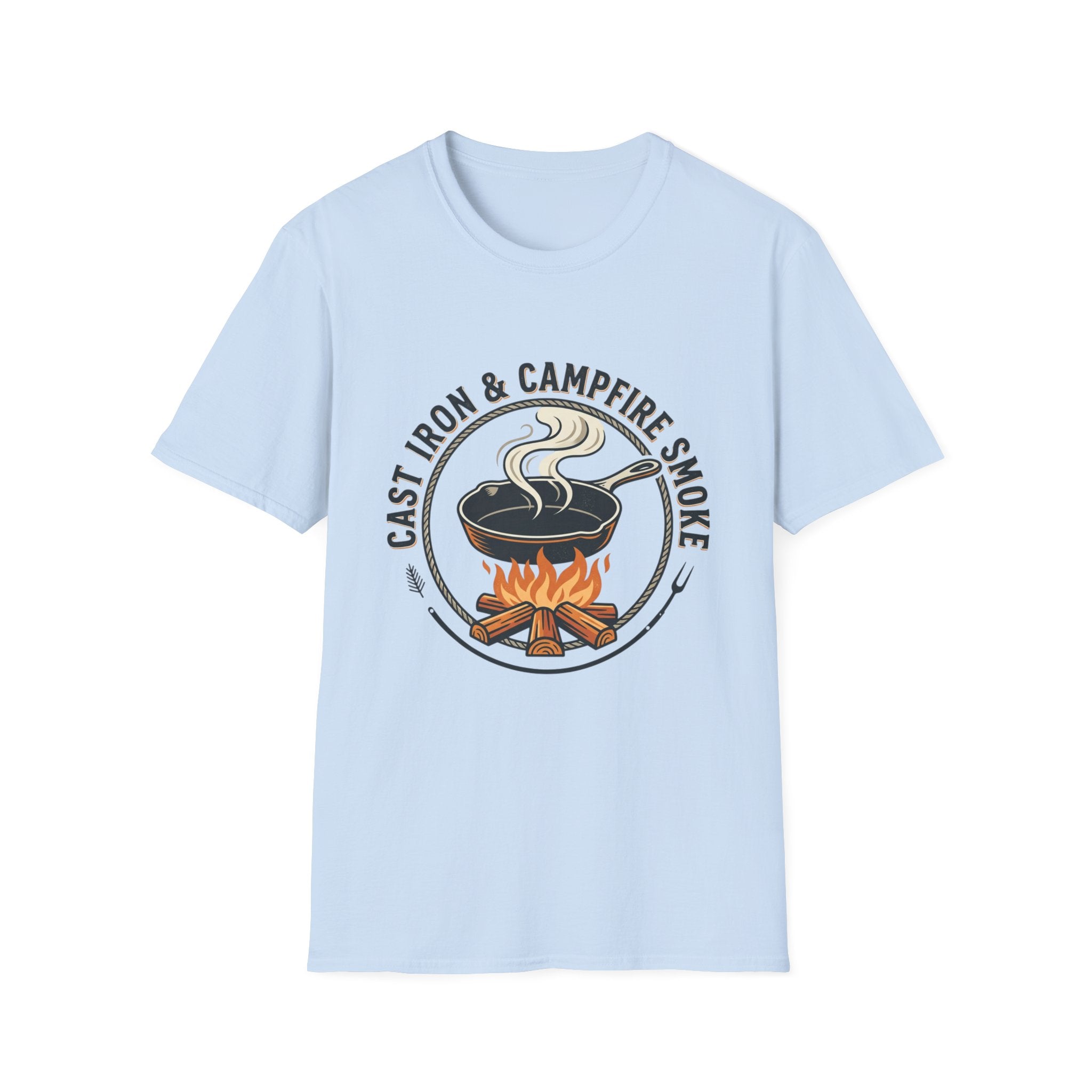 Cast Iron & Campfire Smoke Rustic Camping Tee