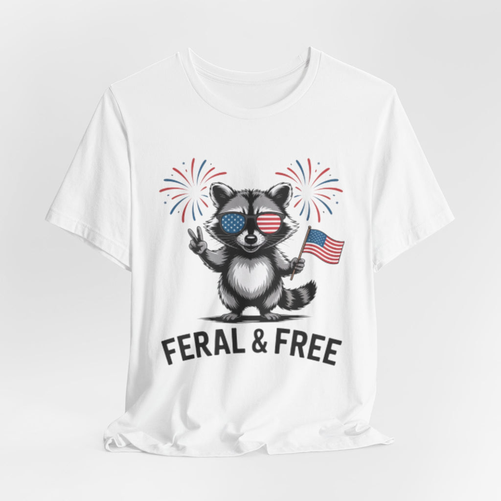 Feral & Free Patriotic Raccoon 4th of July Tee