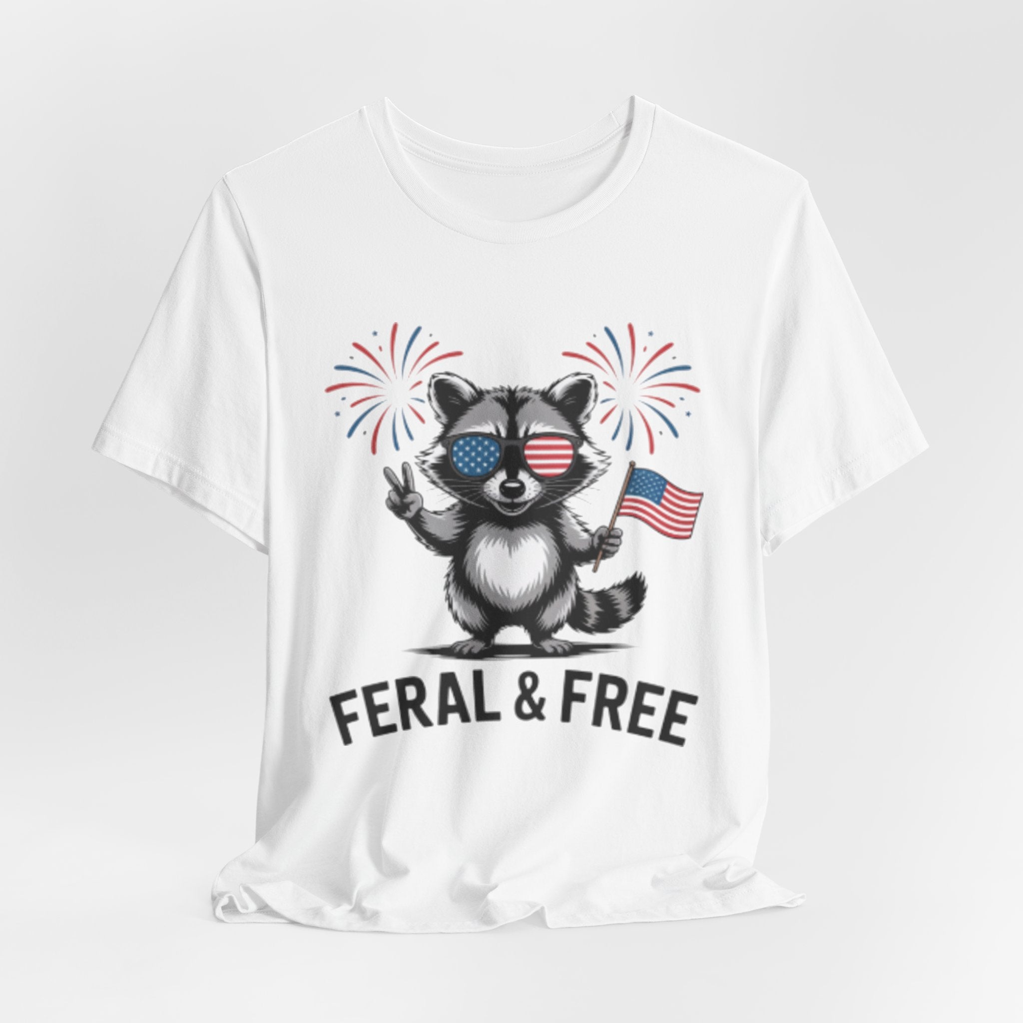 Feral & Free Patriotic Raccoon 4th of July Tee