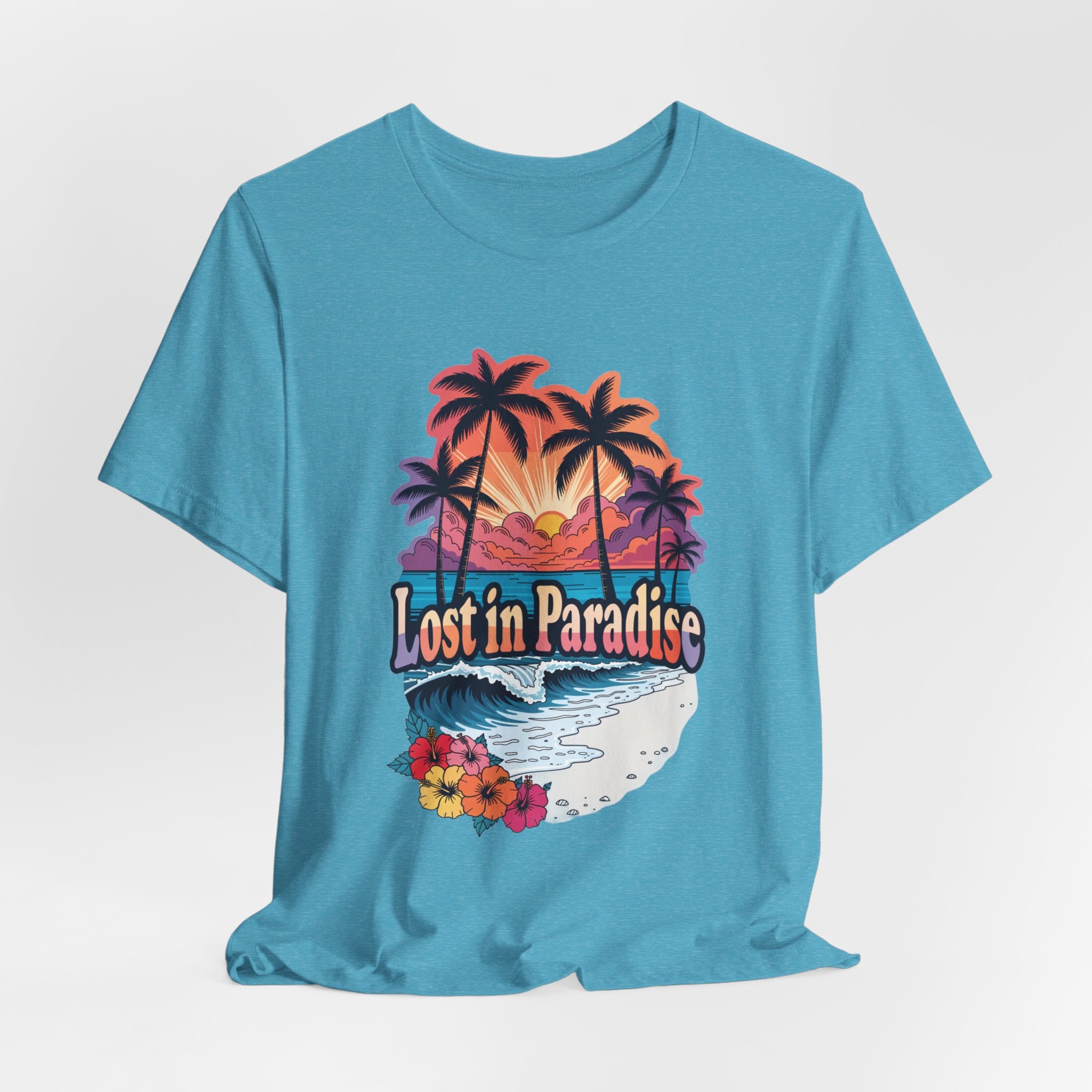 Lost in Paradise Tropical Beach Sunset Tee