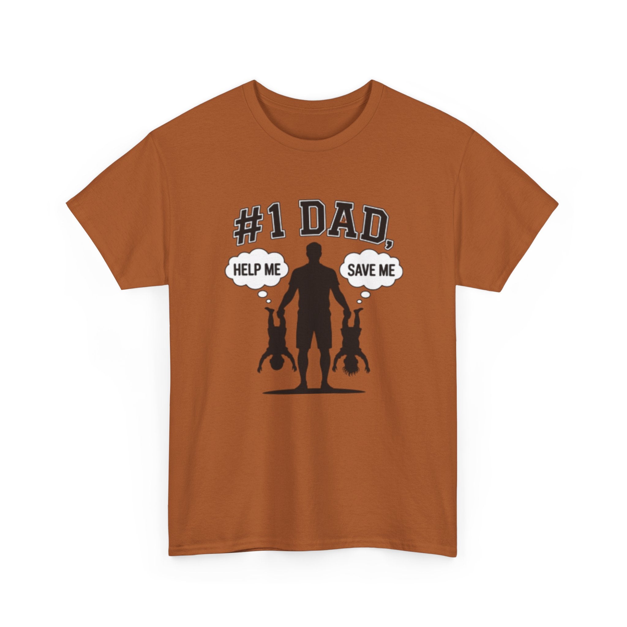 #1 Dad Silhouette T-Shirt | Funny Kids Hanging Help Me Save Me Tee