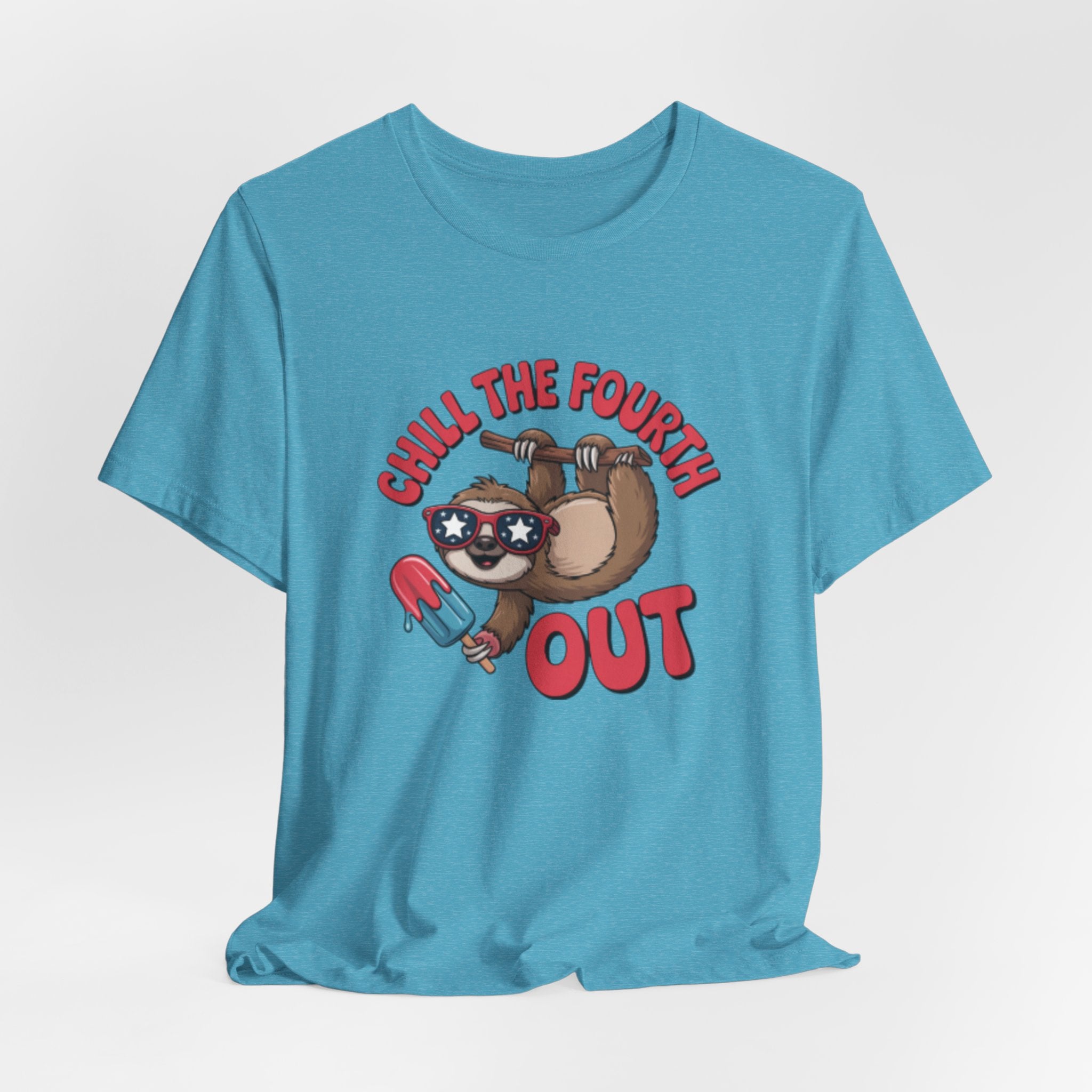 Chill the Fourth Out sloth holding popsicle T-Shirt | Fourth of July