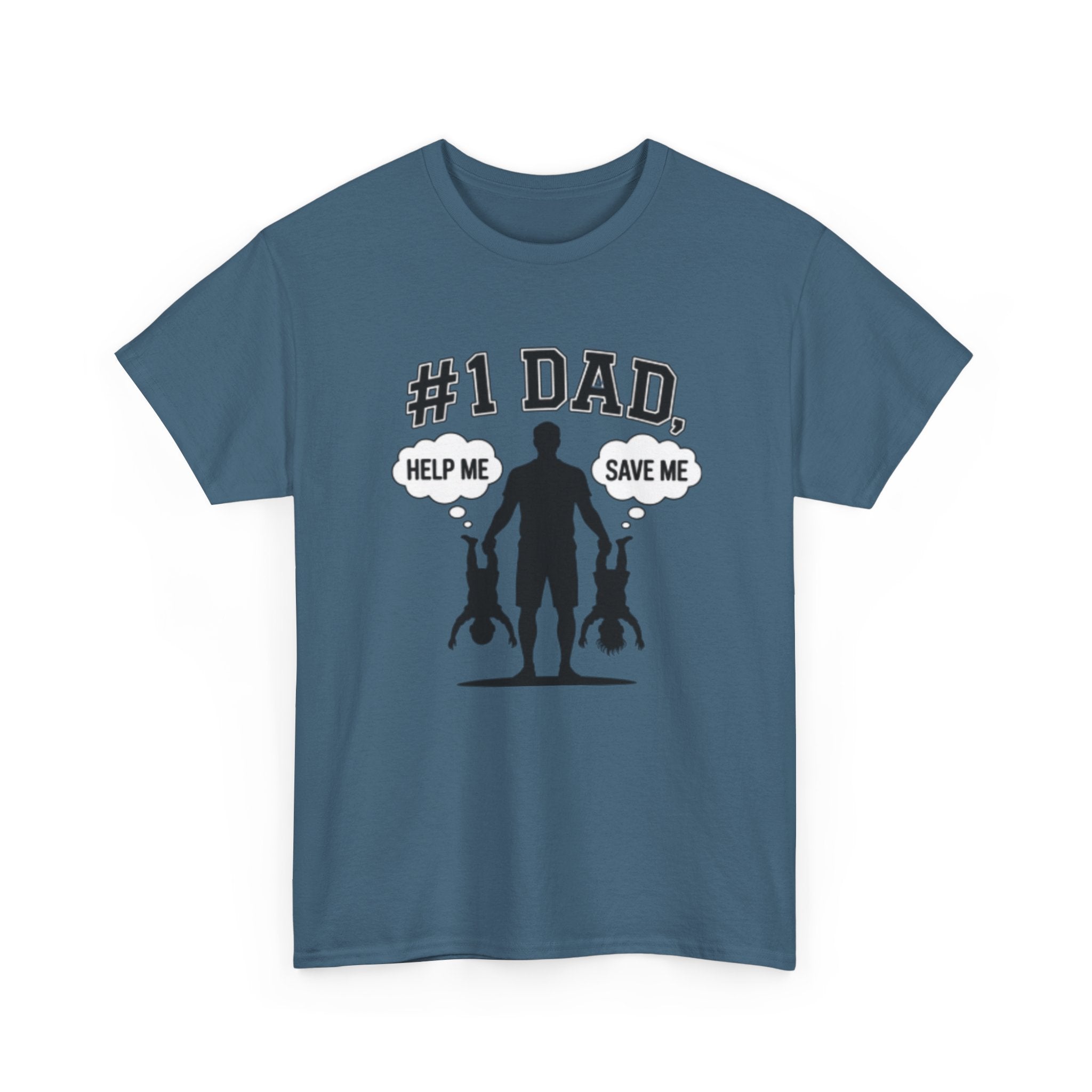 #1 Dad Silhouette T-Shirt | Funny Kids Hanging Help Me Save Me Tee