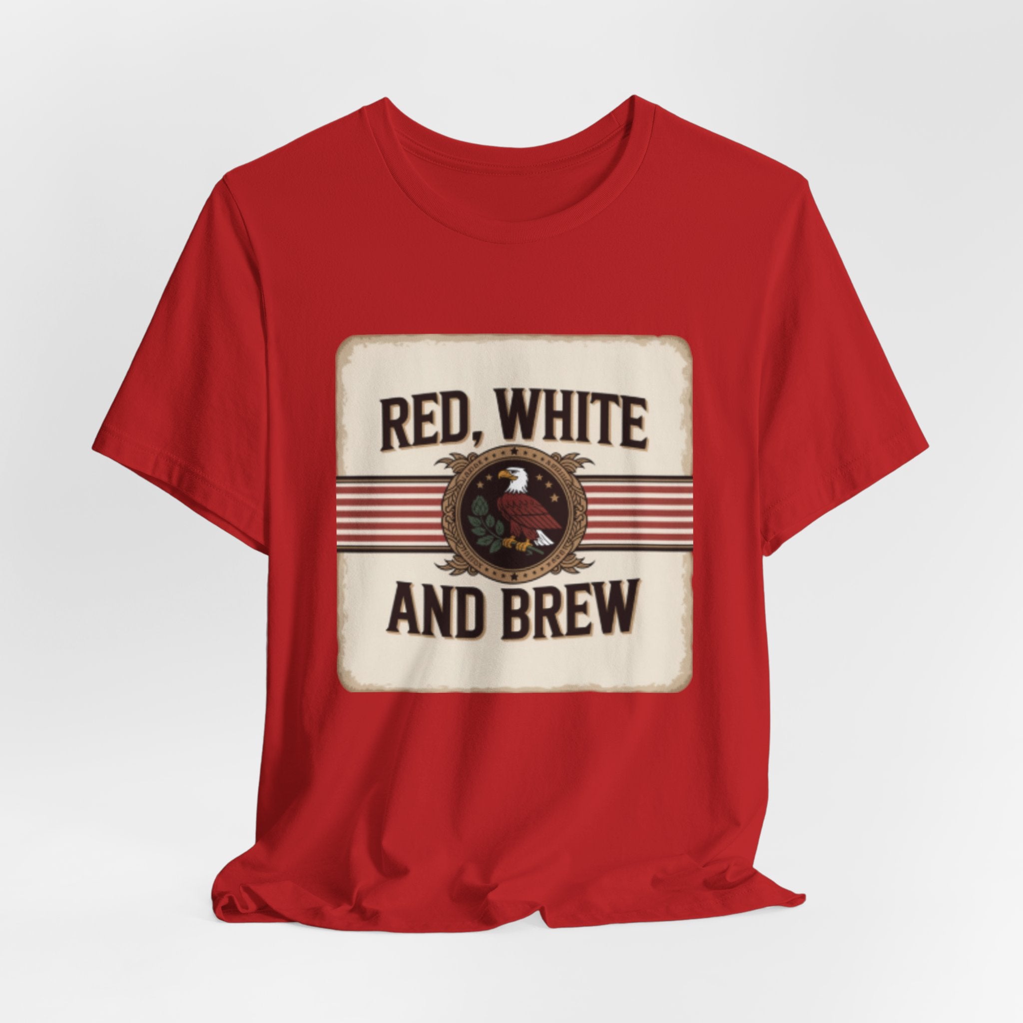 Red, White and Brew Tee - Patriotic Beer Graphic T-Shirt for 4th of July