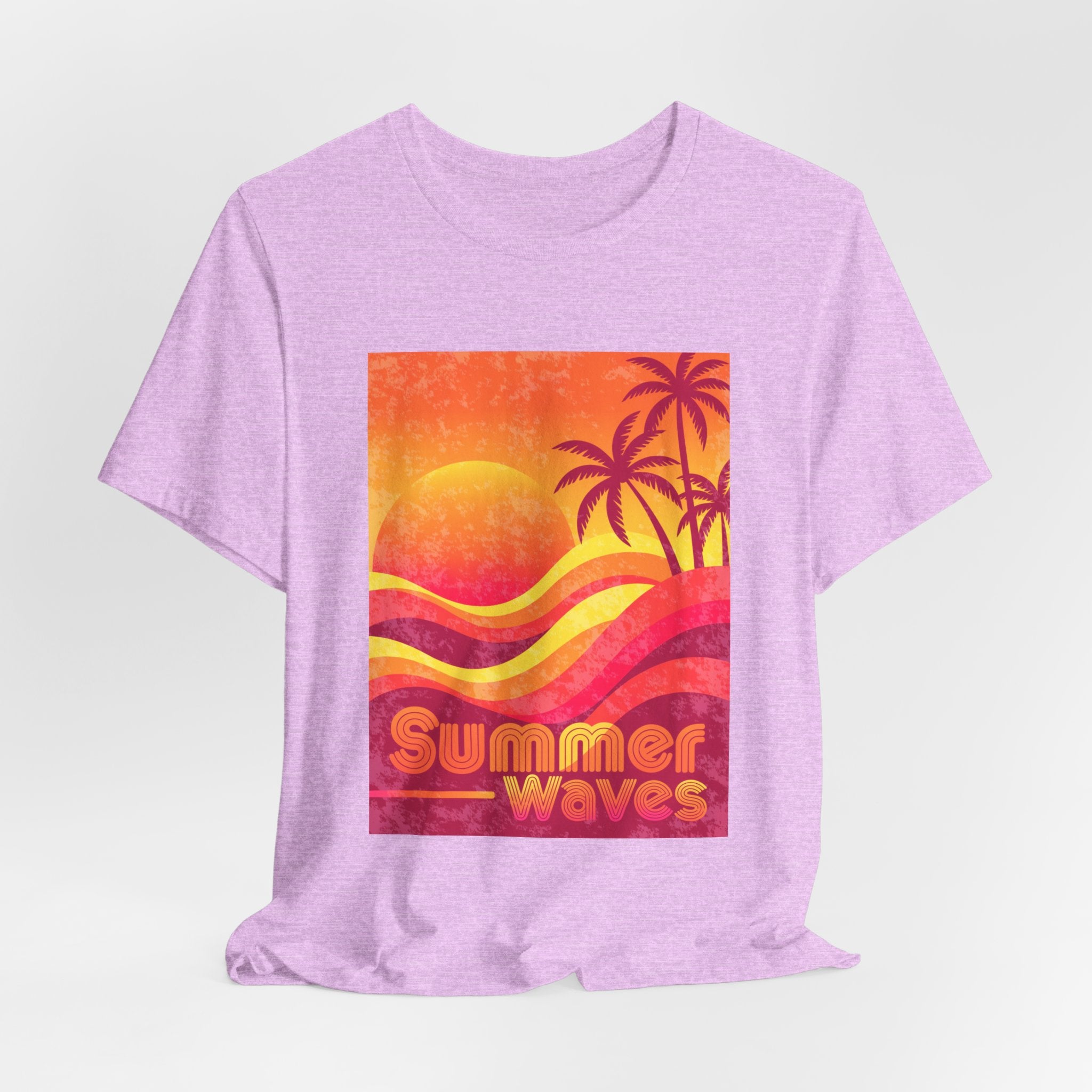 Summer Waves Retro Sunset Palm Beach Tee