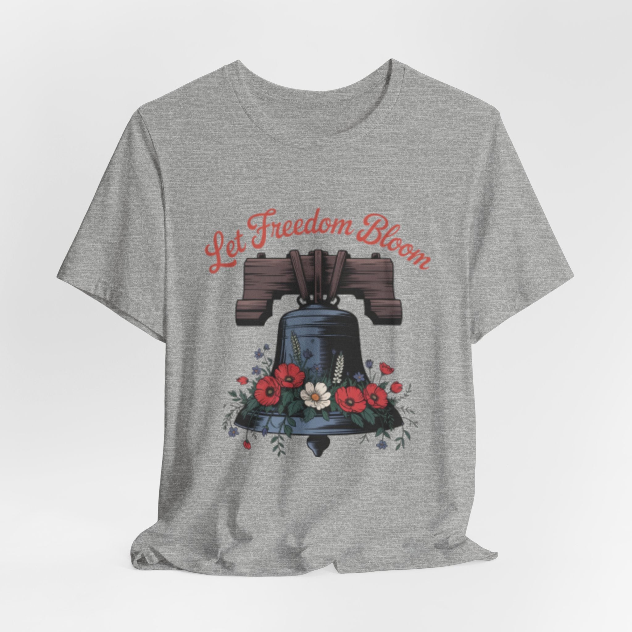 Liberty Bell Floral Tee — “Let Freedom Bloom” Patriotic Shirt