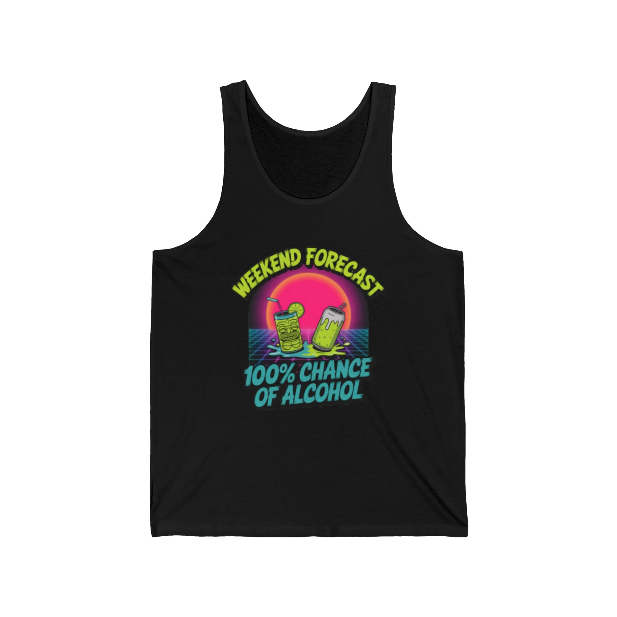 Weekend Forecast 100% Chance of Alcohol Tank, Summer Graphic Tank