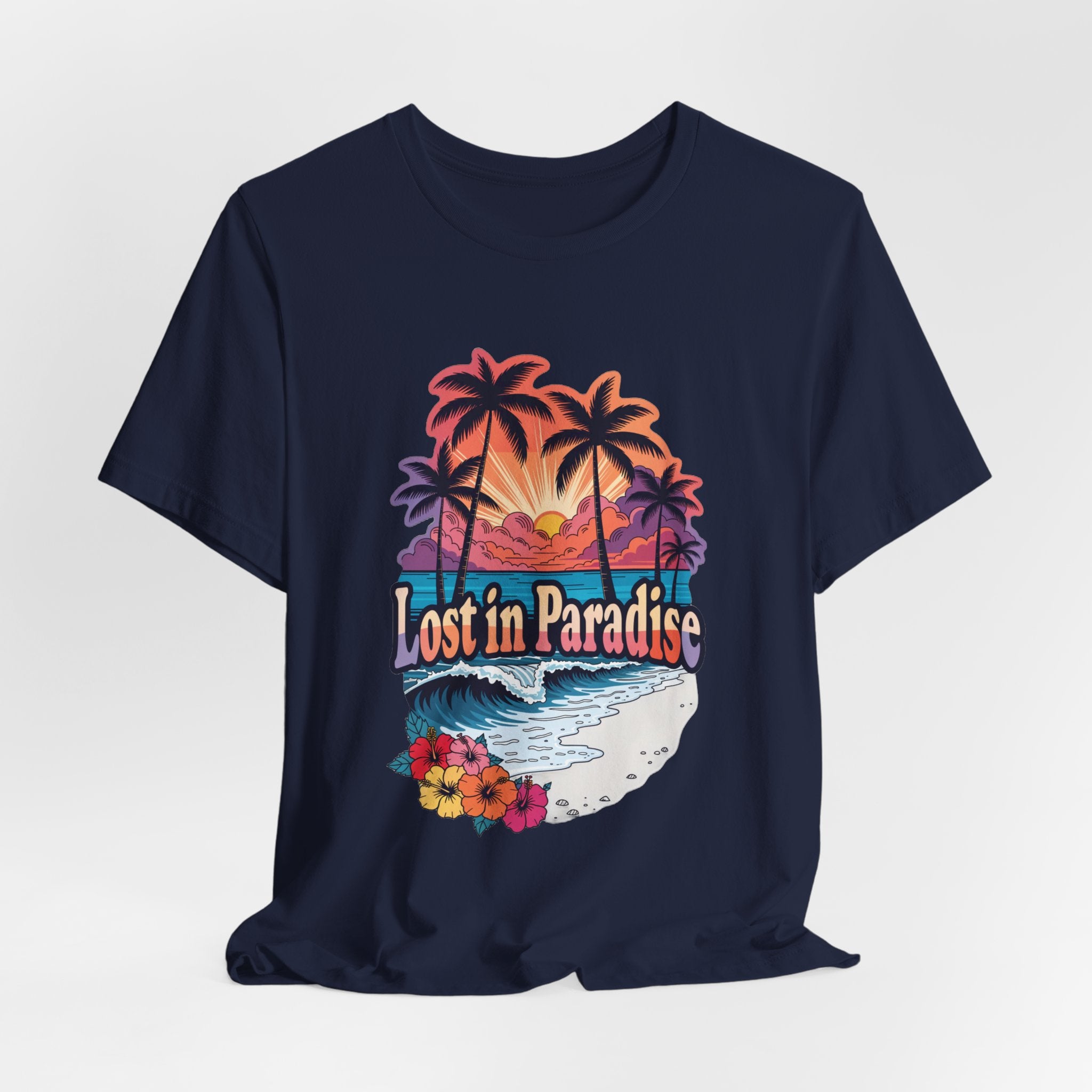 Lost in Paradise Tropical Beach Sunset Tee