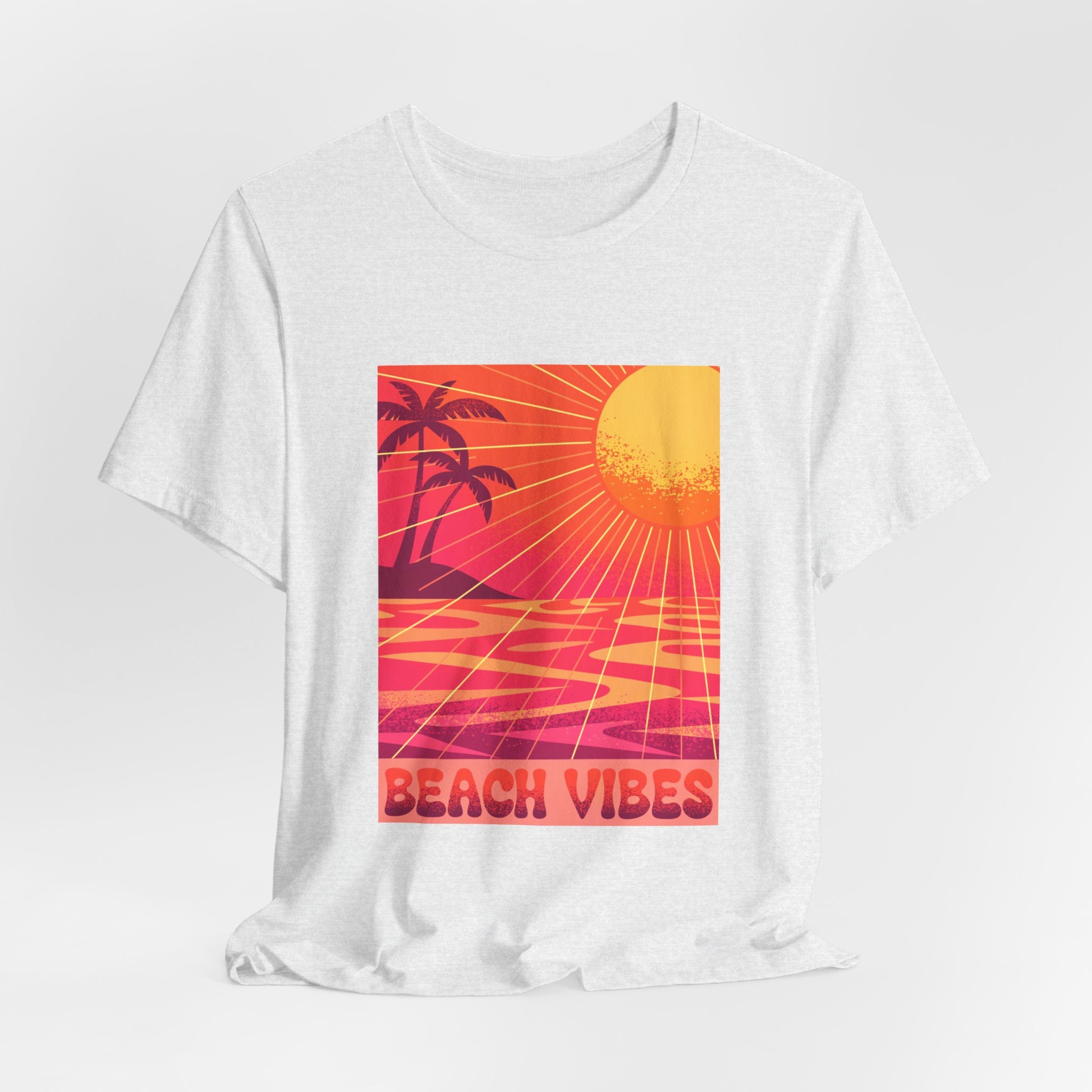 Beach Vibes Retro Sunset Palm Graphic Tee