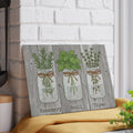 Mason Jar Herbs Rosemary Basil Thyme Glass Cutting Board | Kitchen Decor