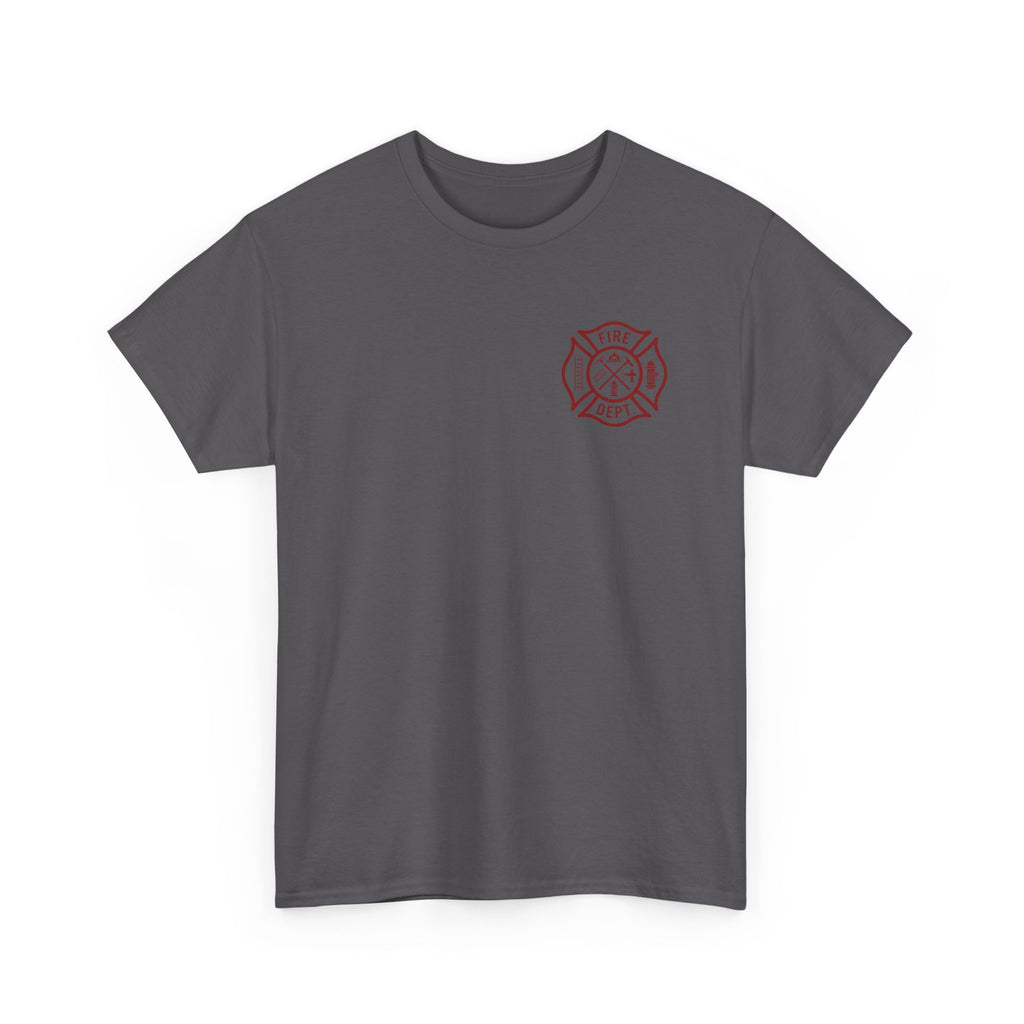 Fire Dept Maltese Cross T-Shirt — Firefighter Tee with Back Graphic