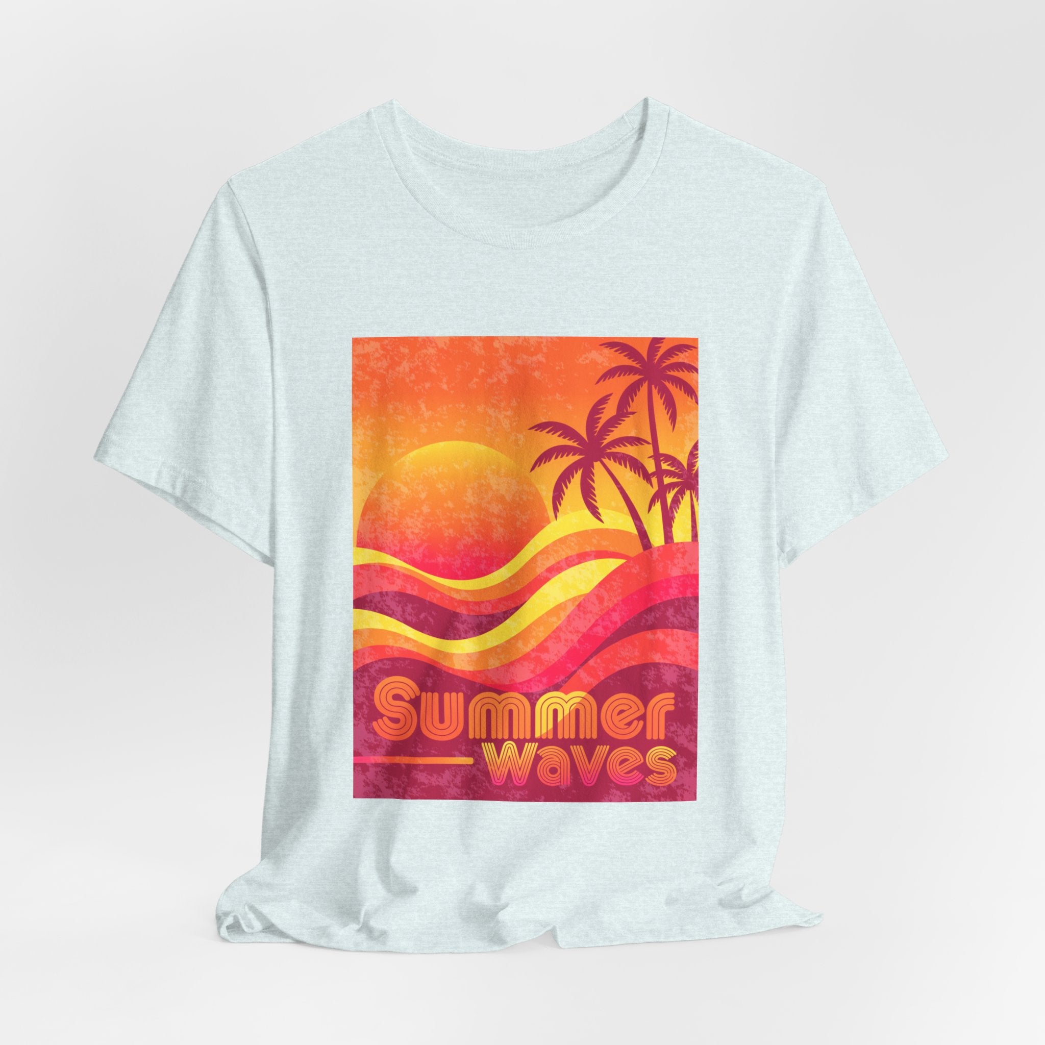 Summer Waves Retro Sunset Palm Beach Tee