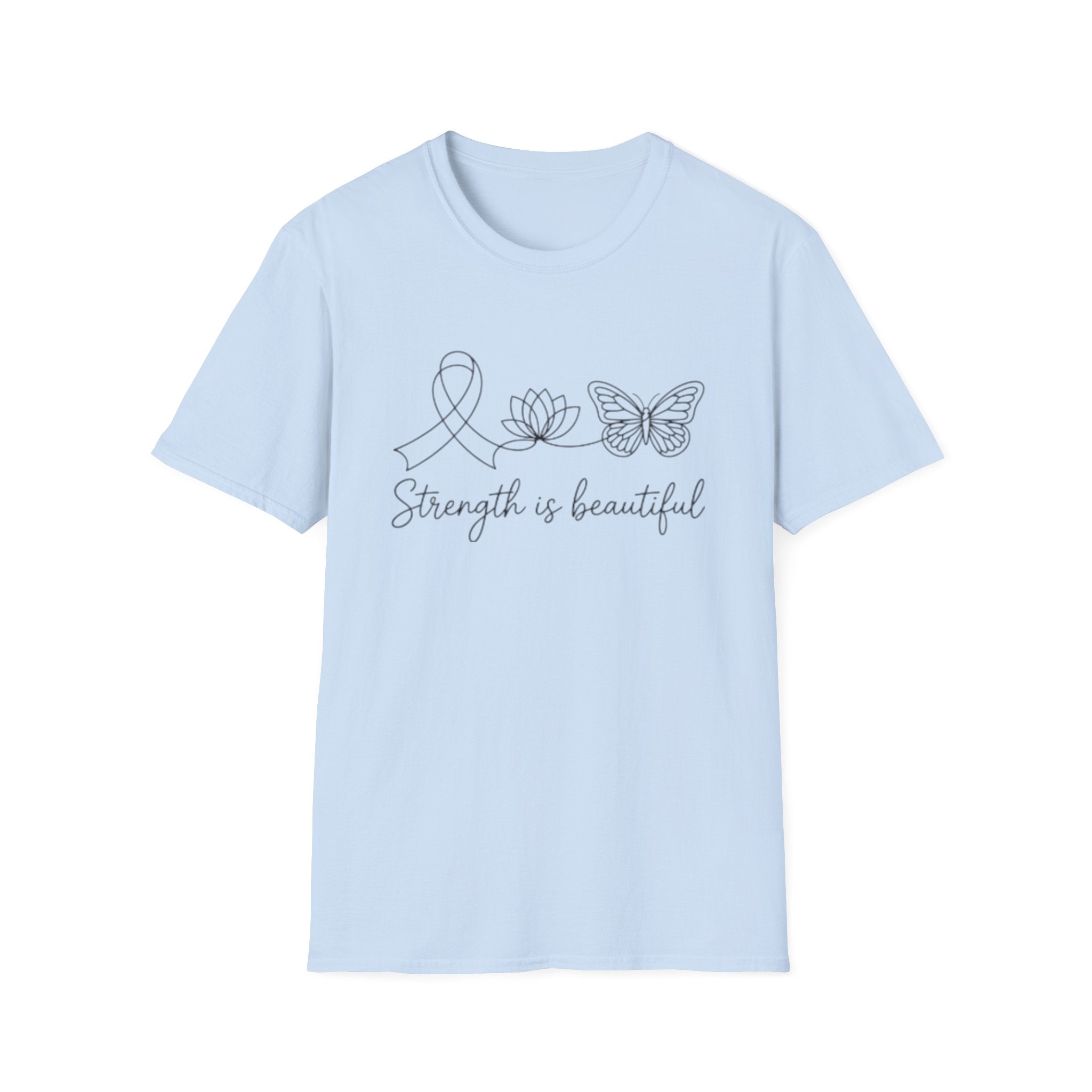 Strength Is Beautiful T-Shirt — Ribbon Lotus Butterfly Awareness Tee