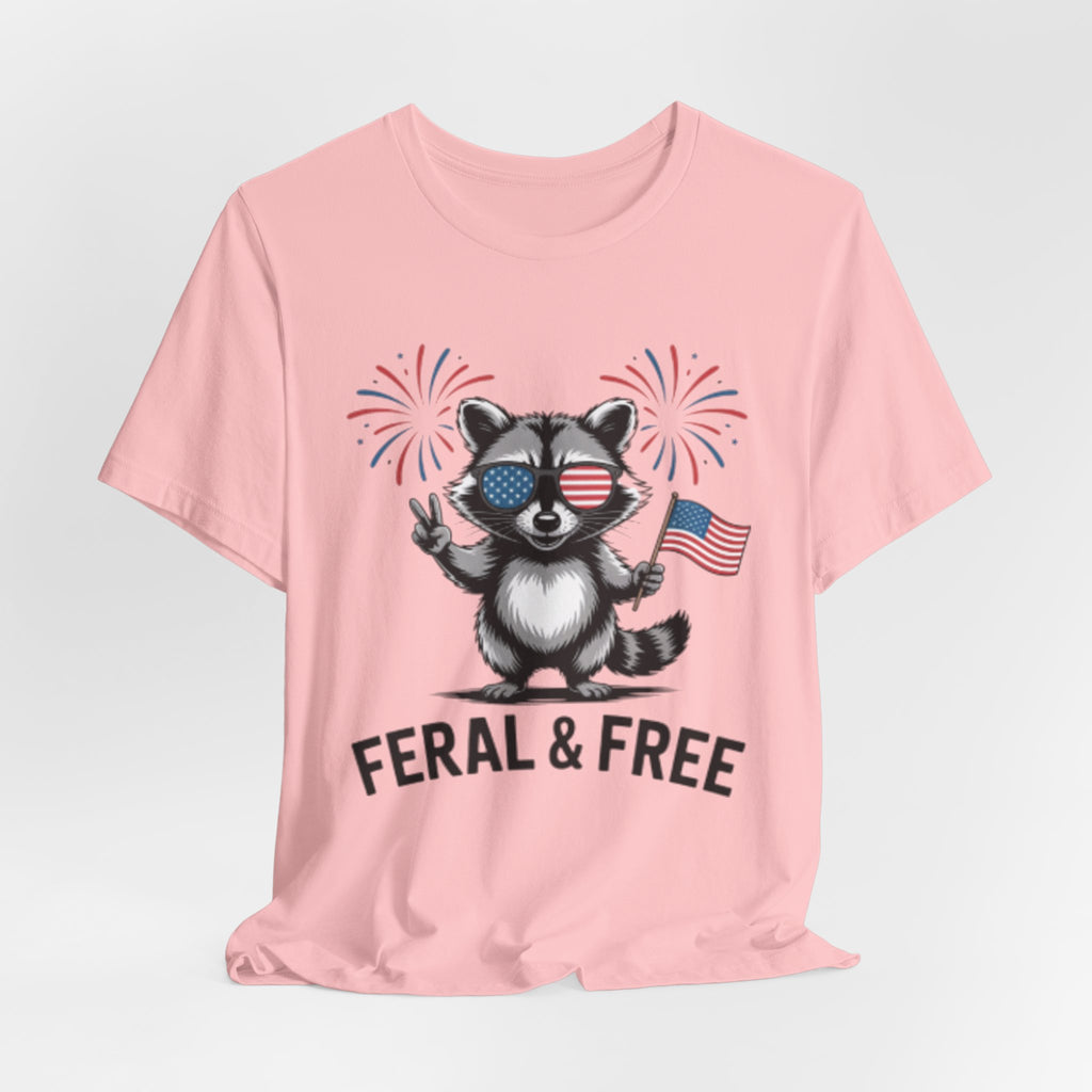Feral & Free Patriotic Raccoon 4th of July Tee