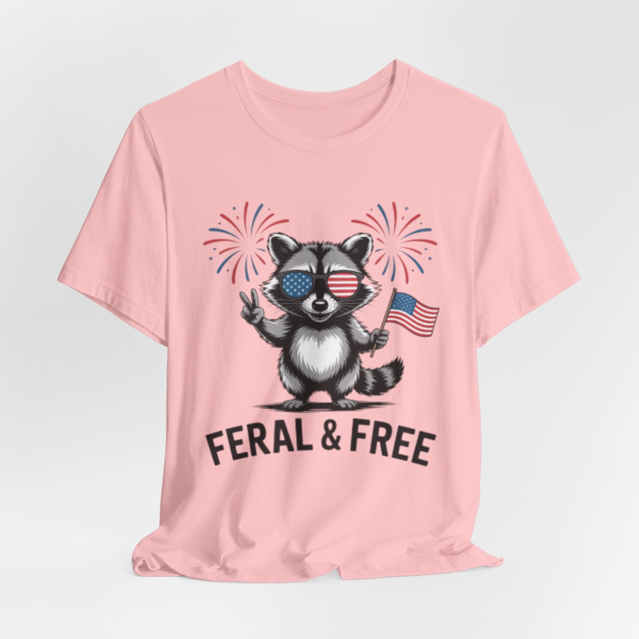 Feral & Free Patriotic Raccoon 4th of July Tee