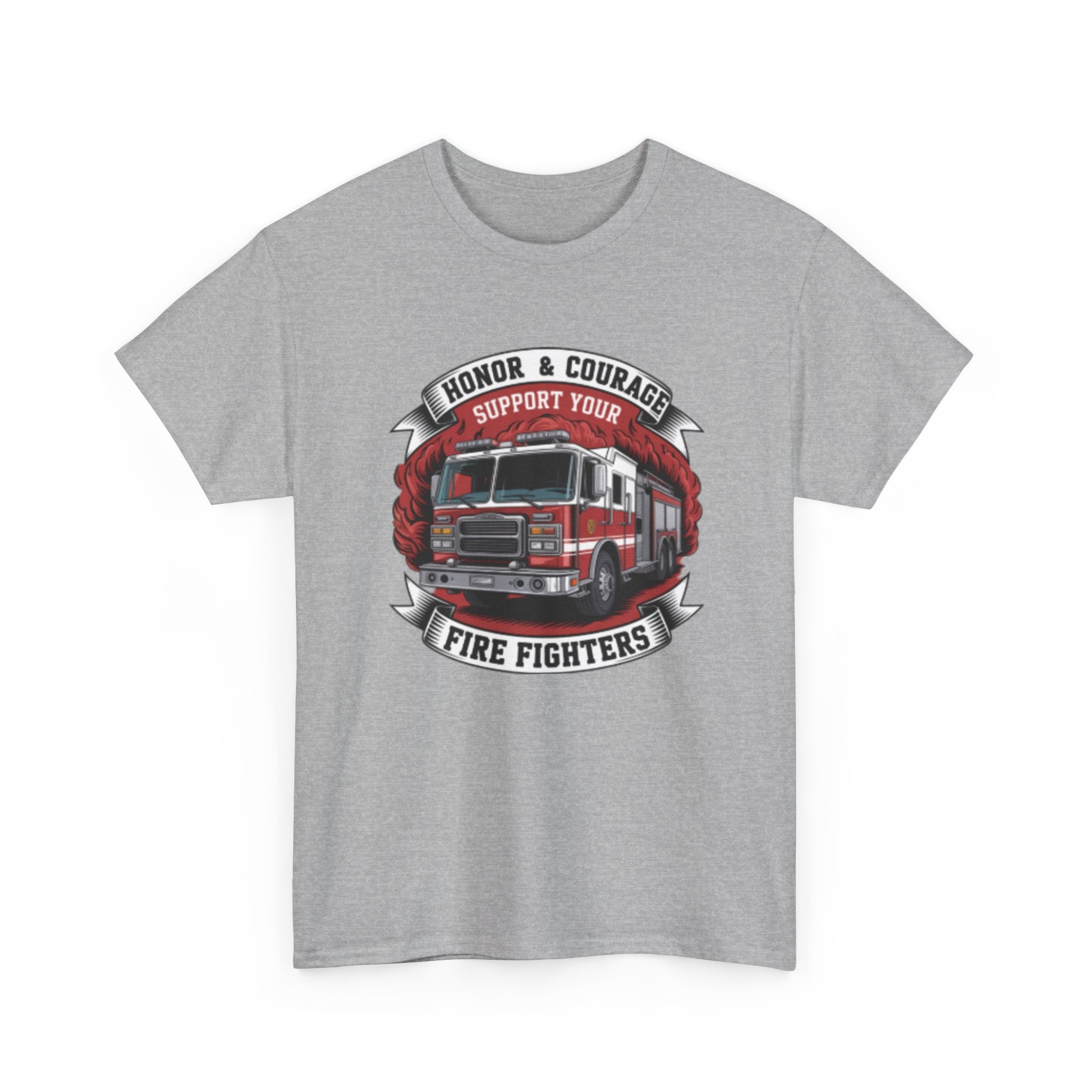 Firefighters Support Tee — "Honor & Courage" Fire Truck Tribute Shirt