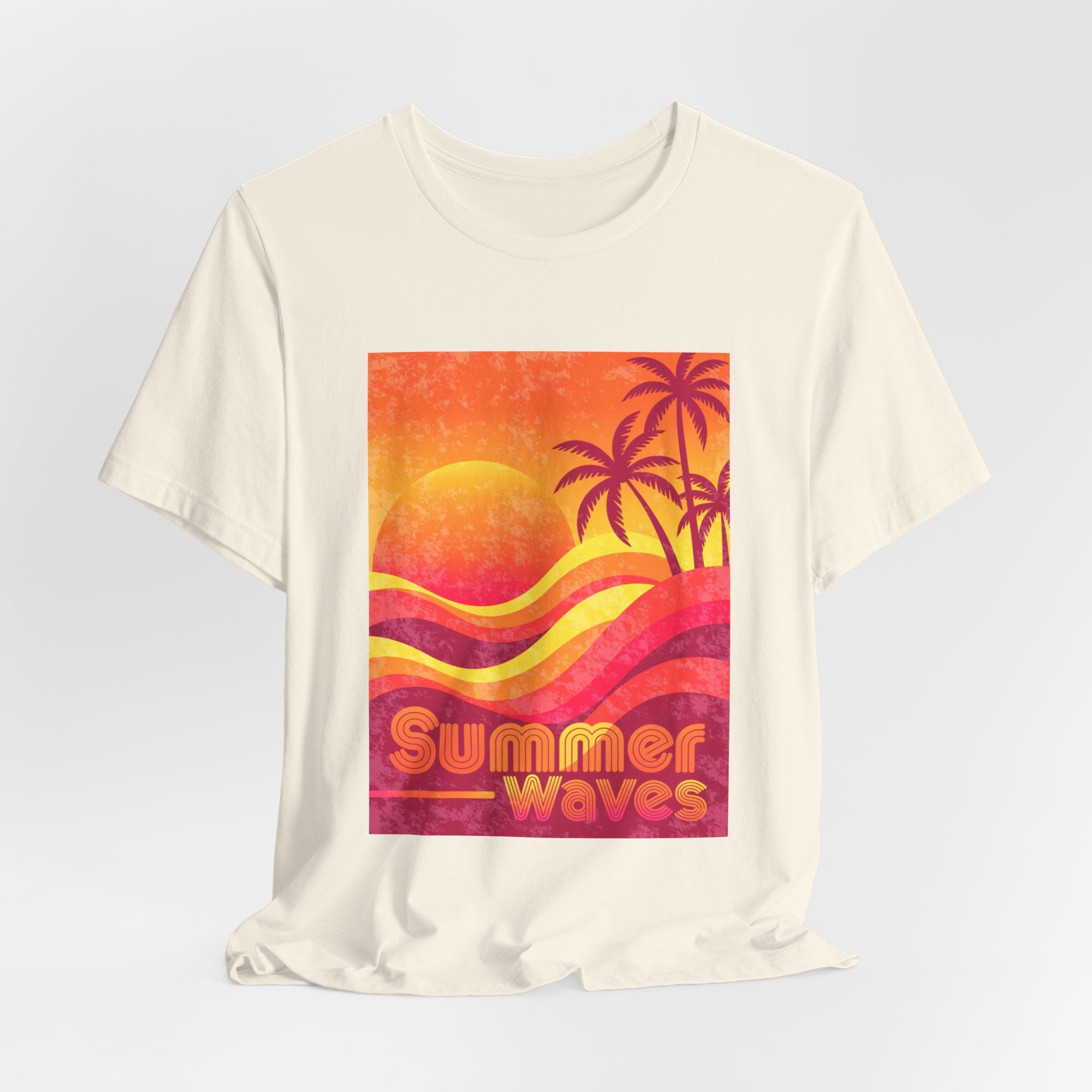 Summer Waves Retro Sunset Palm Beach Tee