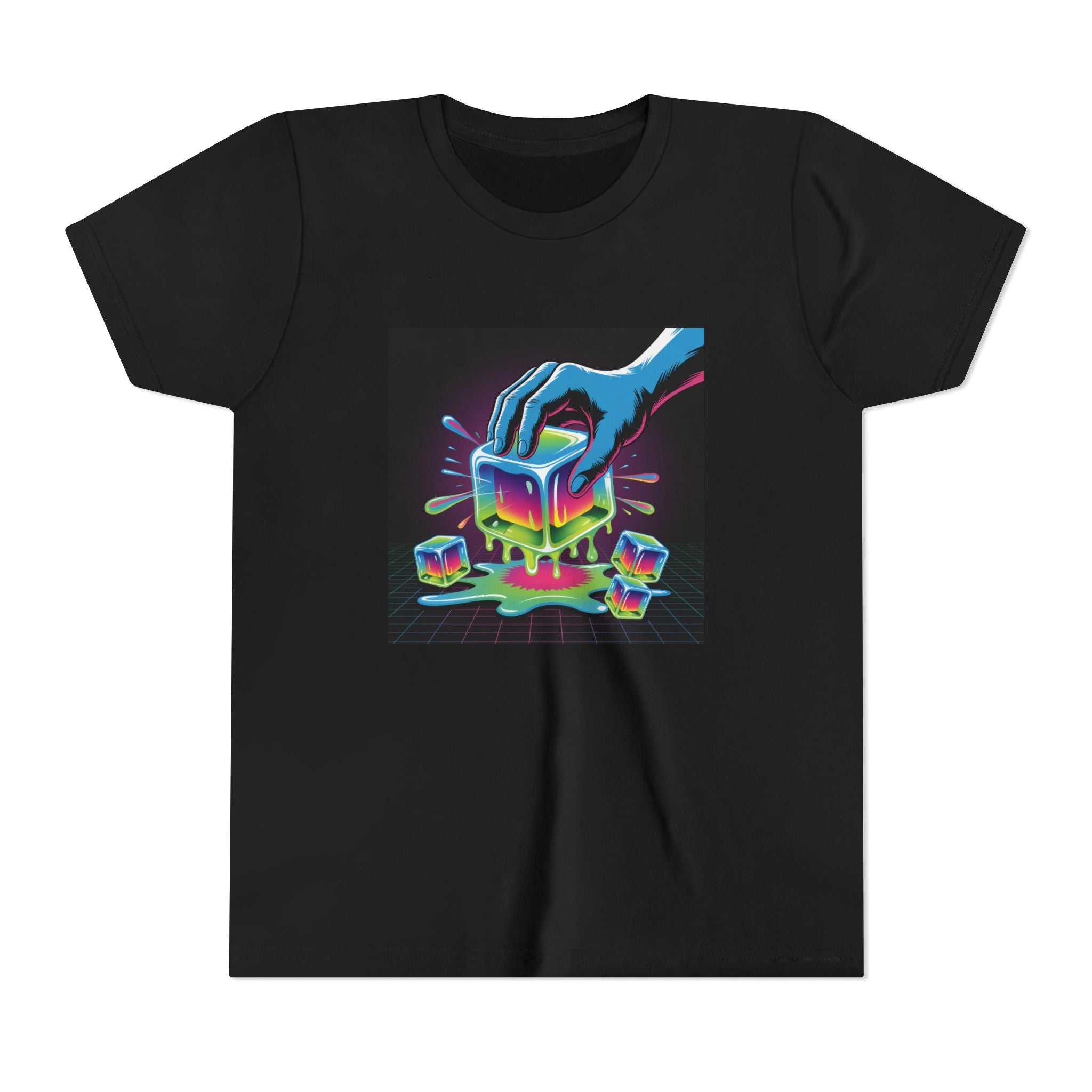 Youth Tee — Neon Melting Ice Cube Graphic