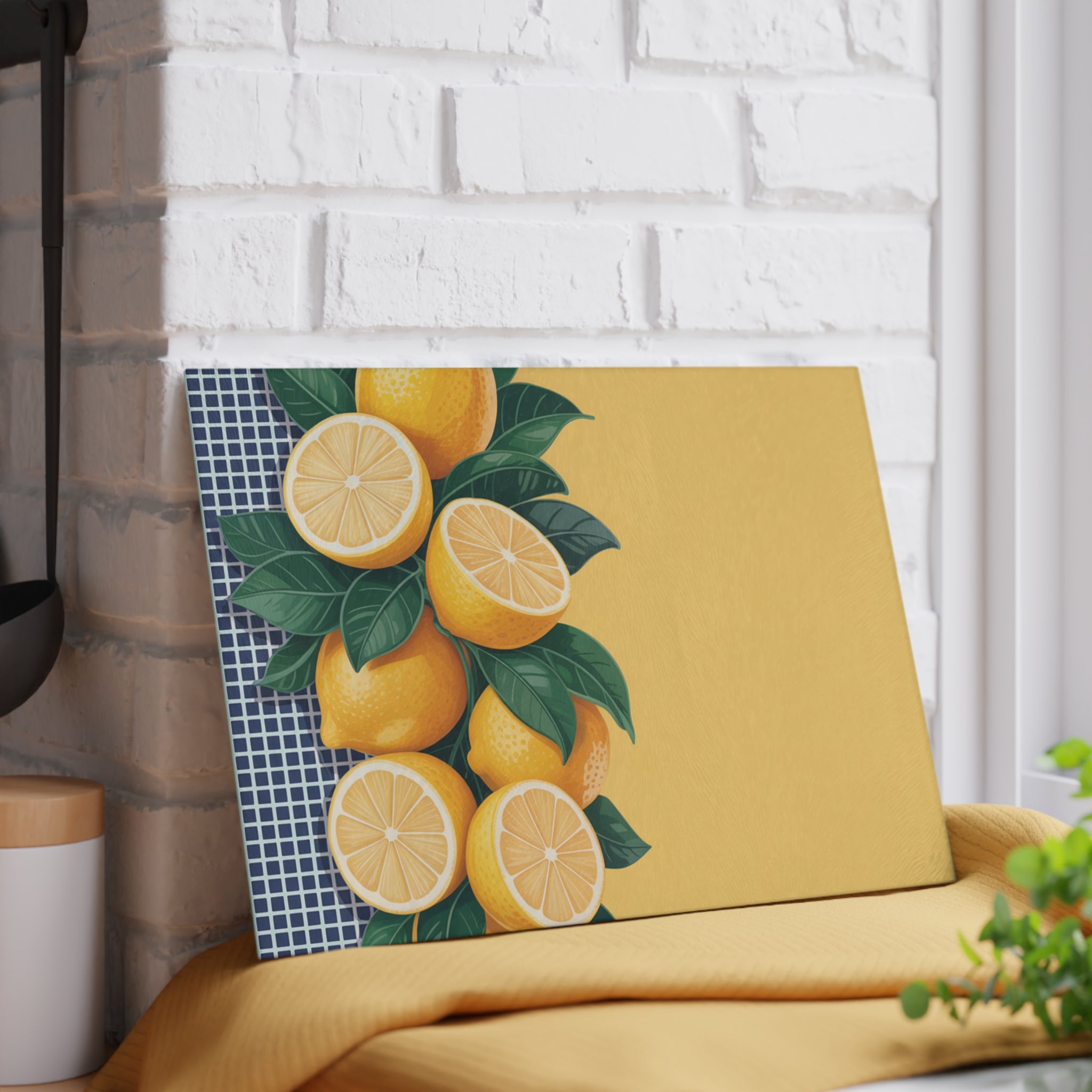 Lemon Branches Glass Cutting Board | Citrus Kitchen Decor