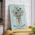 Wild Flower Mason Jar Bouquet Rustic Glass Cutting Board | Floral Kitchen Decor