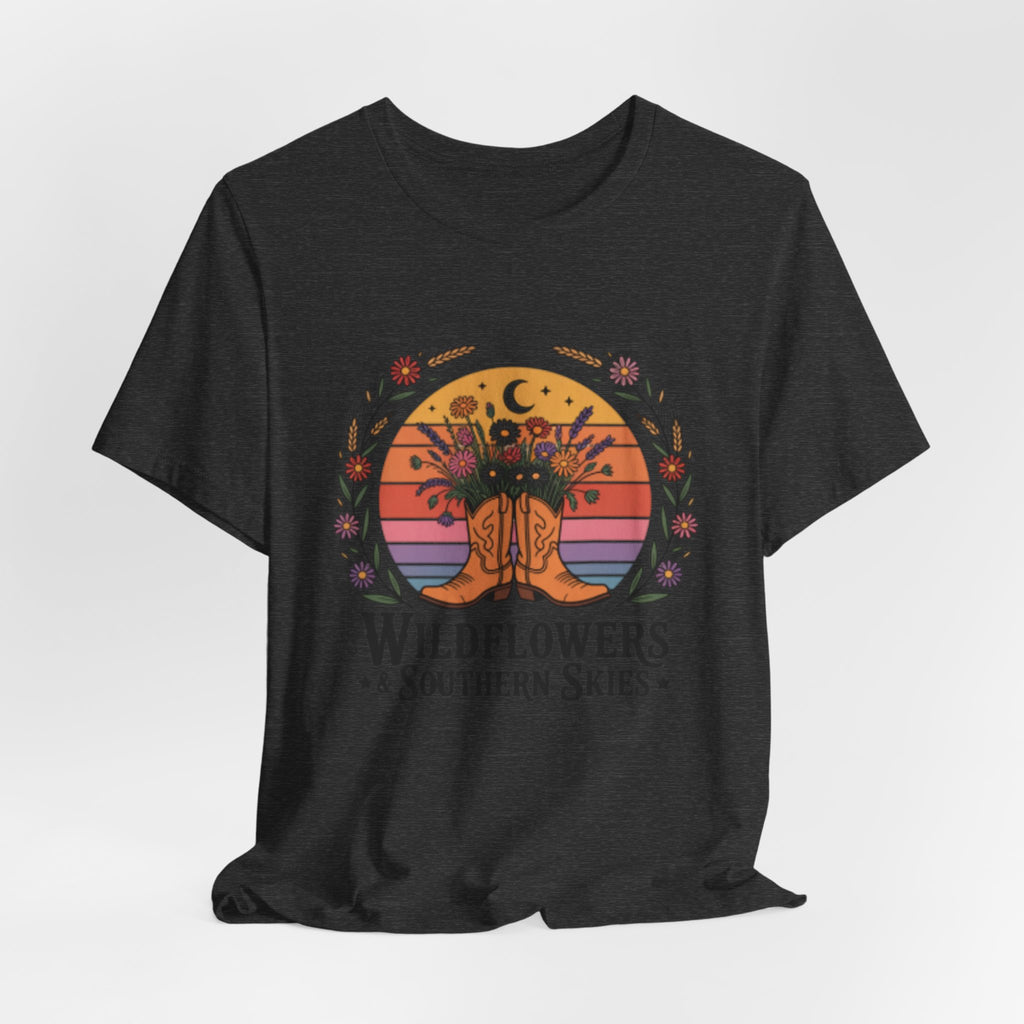 Wildflowers & Southern Skies Cowboy Boots Floral Tee