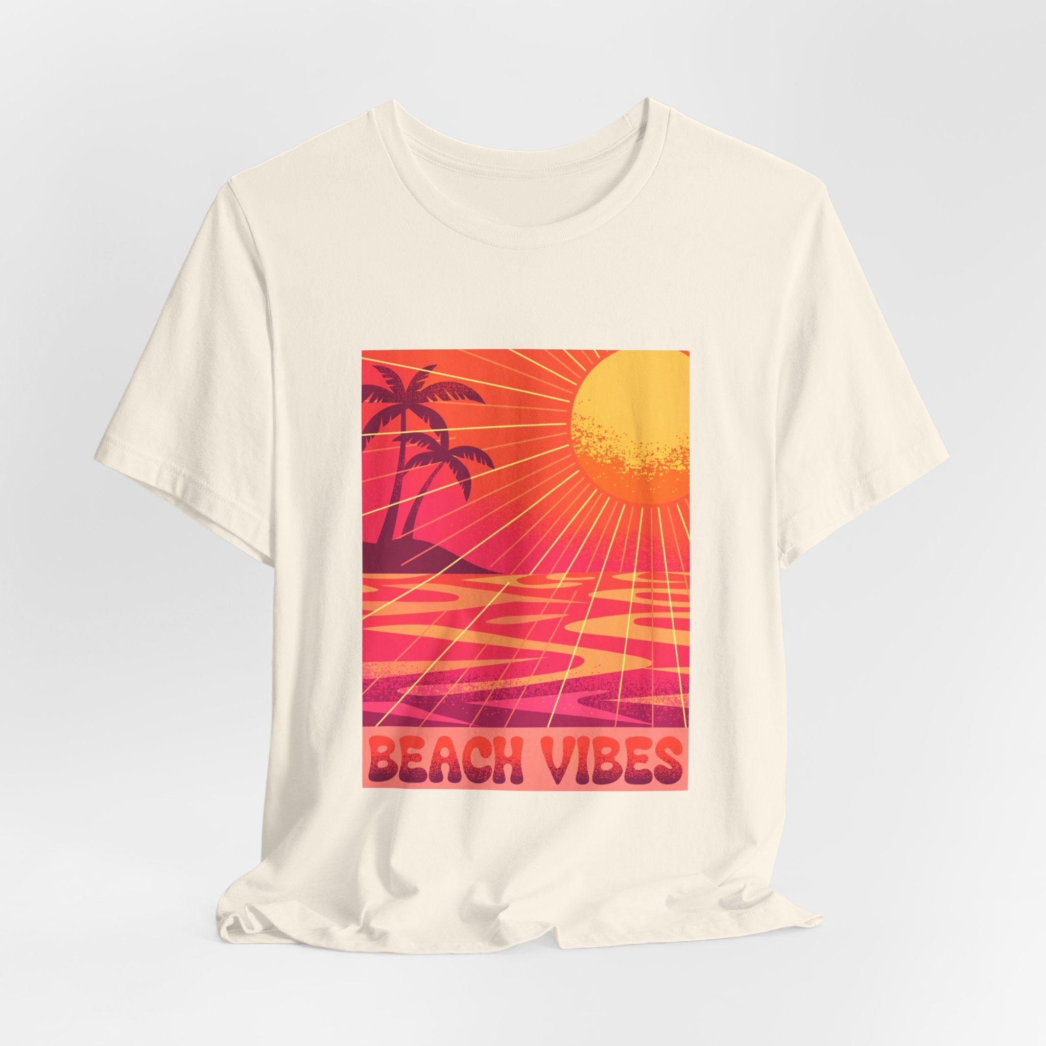 Beach Vibes Retro Sunset Palm Graphic Tee
