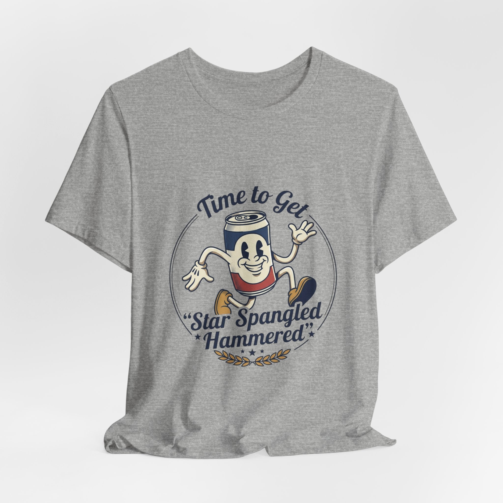 Star Spangled Hammered Beer Can Patriotic Tee