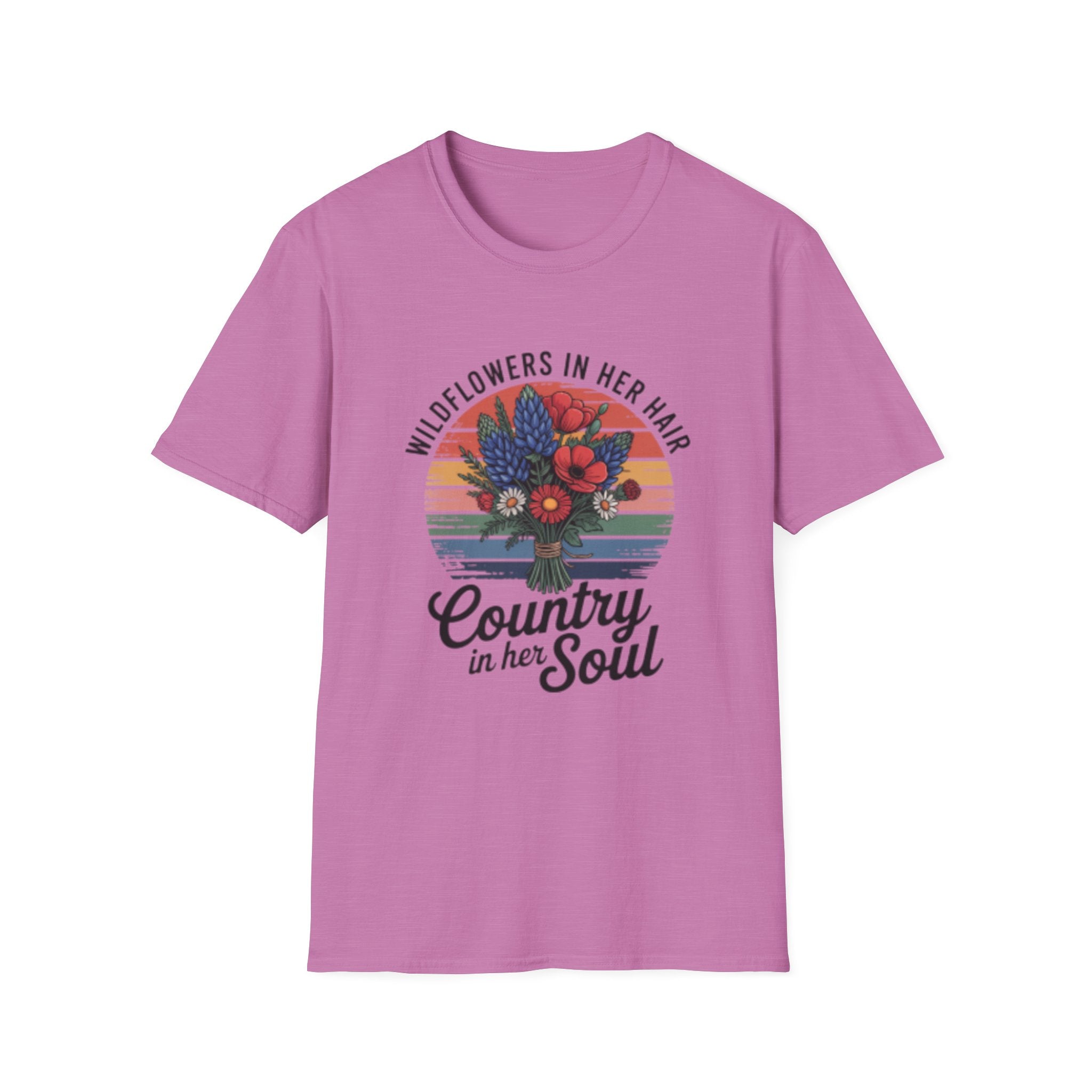 Wildflowers In Her Hair T-Shirt | Country In Her Soul Floral Retro
