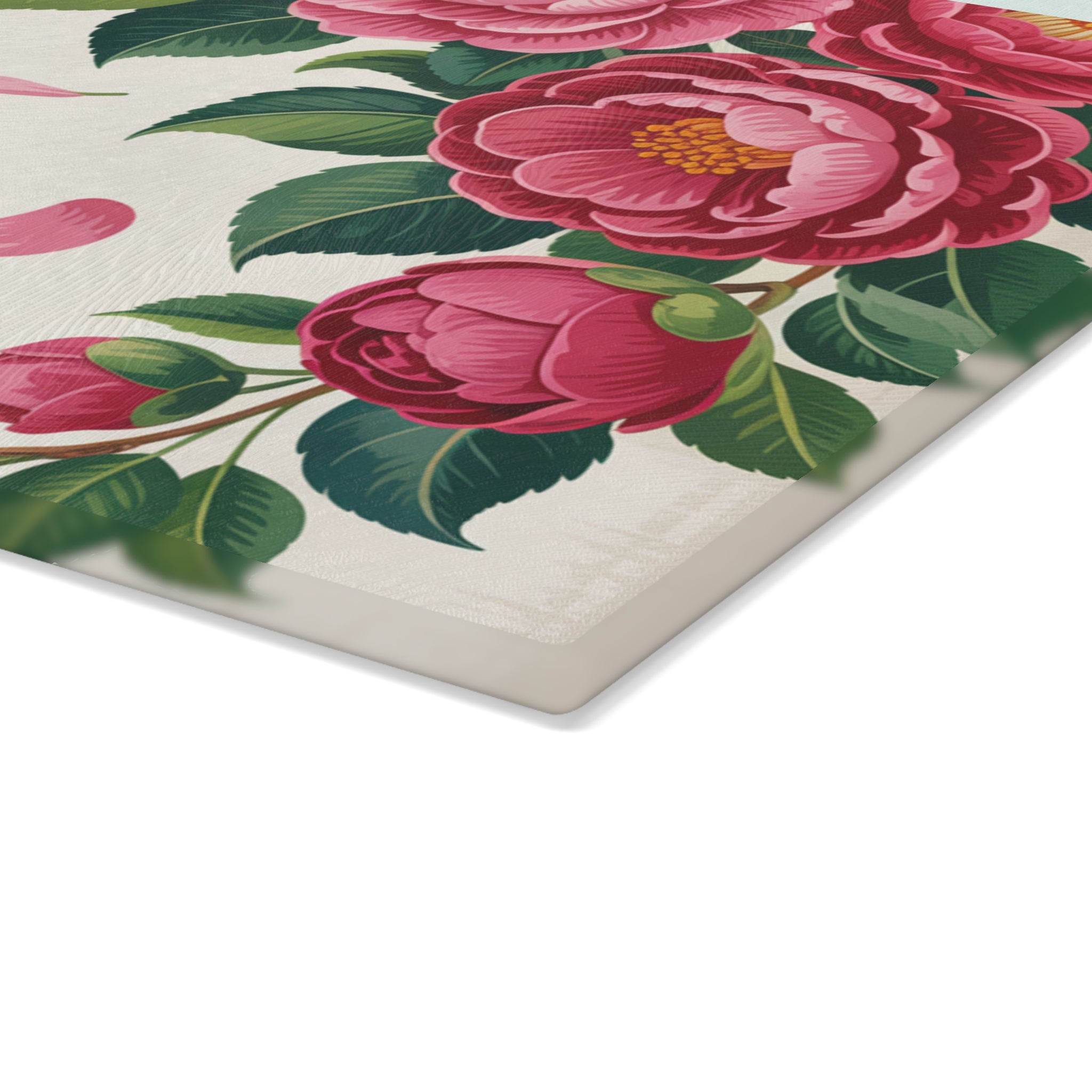 Pink Peony Floral Glass Cutting Board | Floral Kitchen Decor