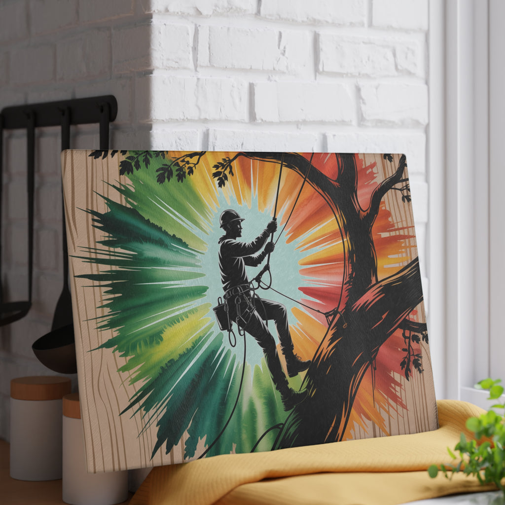 Arborist Gift Glass Cutting Board Tree Surgeon Chainsaw Art Chopping Block