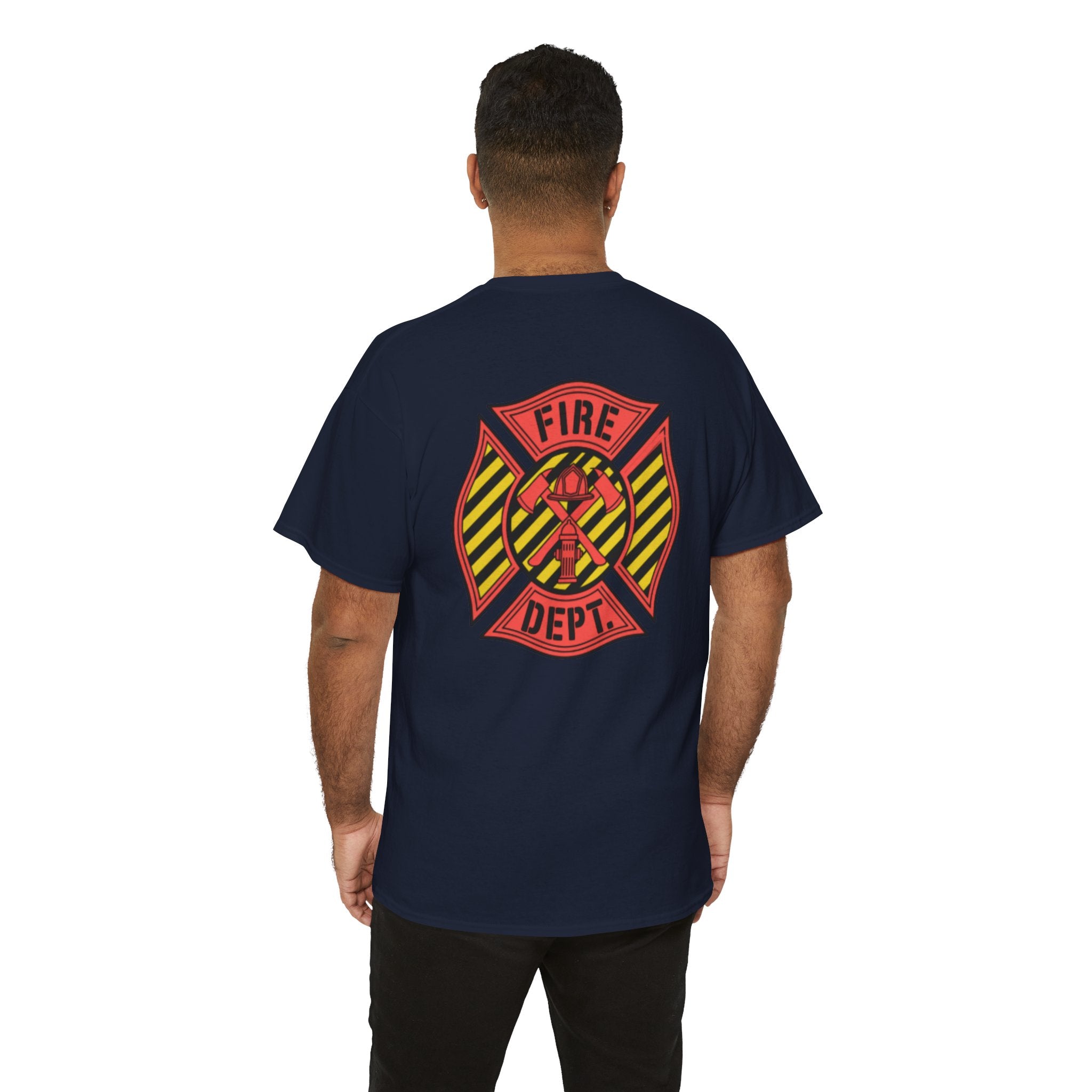 Fire Dept Maltese Cross T-Shirt — Firefighter Tee with Back Graphic