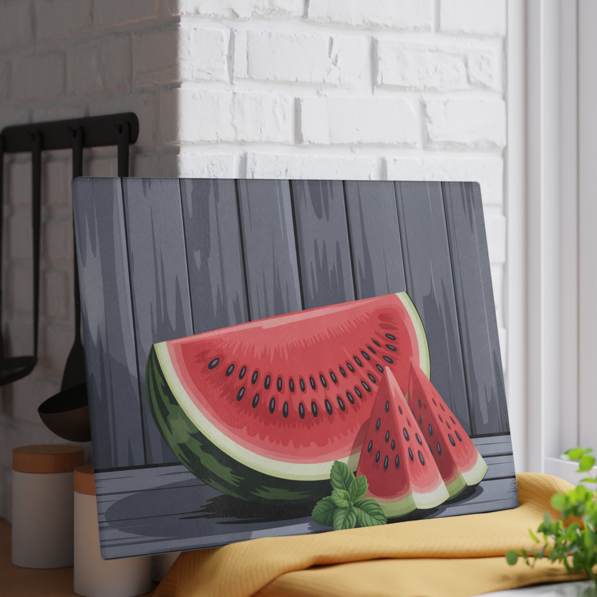 Watermelon Slice Glass Cutting Board | Summer Fruit Kitchen Decor