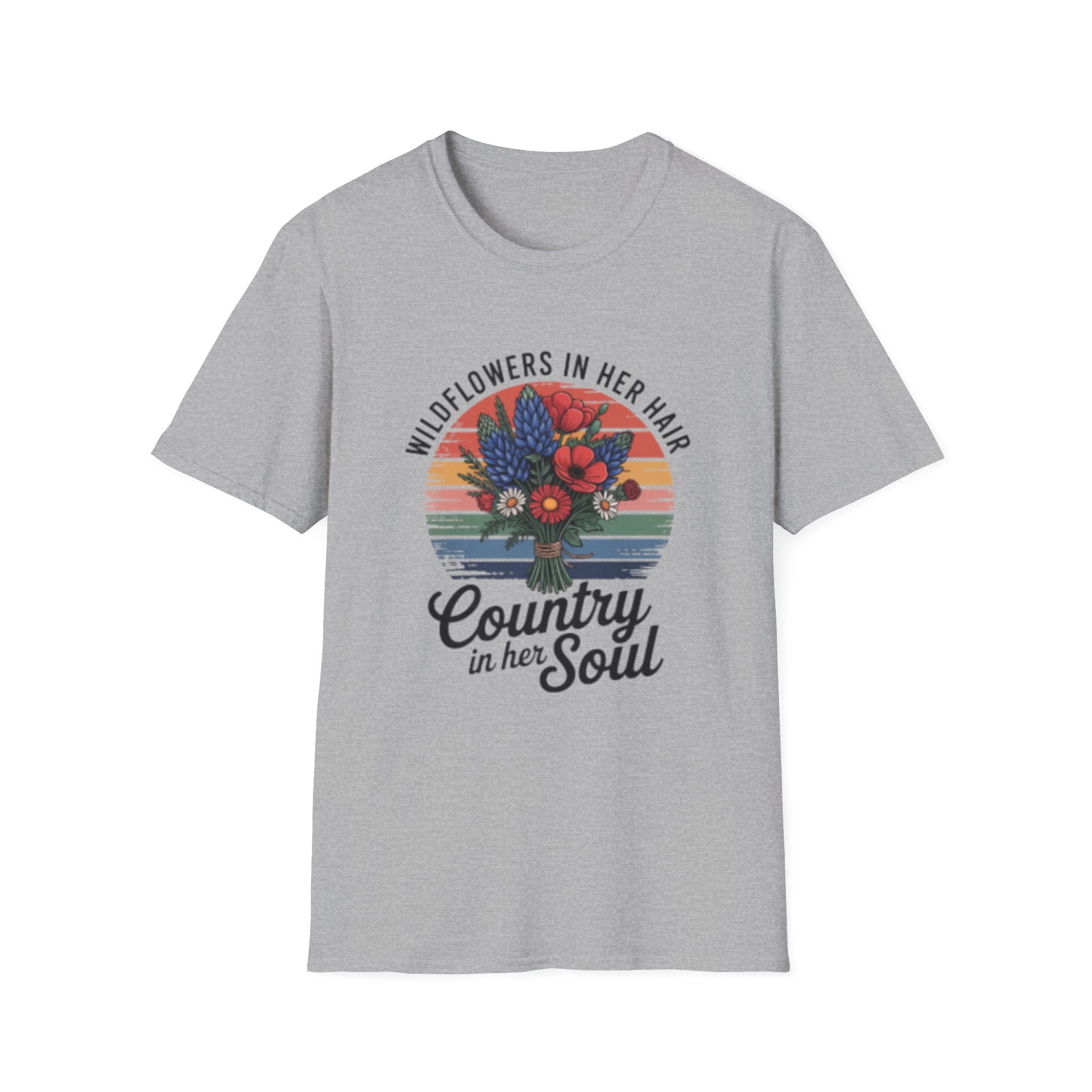 Wildflowers In Her Hair T-Shirt | Country In Her Soul Floral Retro