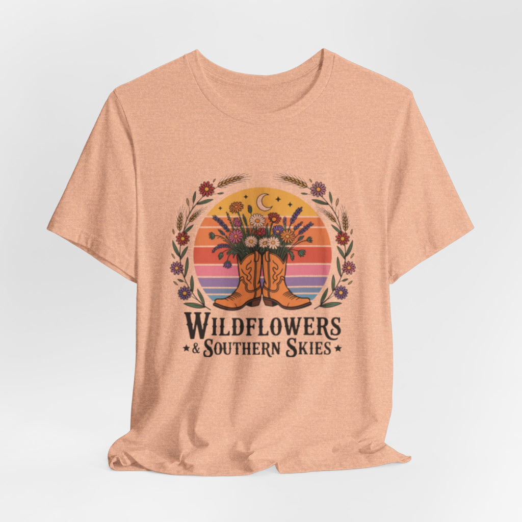 Wildflowers & Southern Skies Cowboy Boots Floral Tee