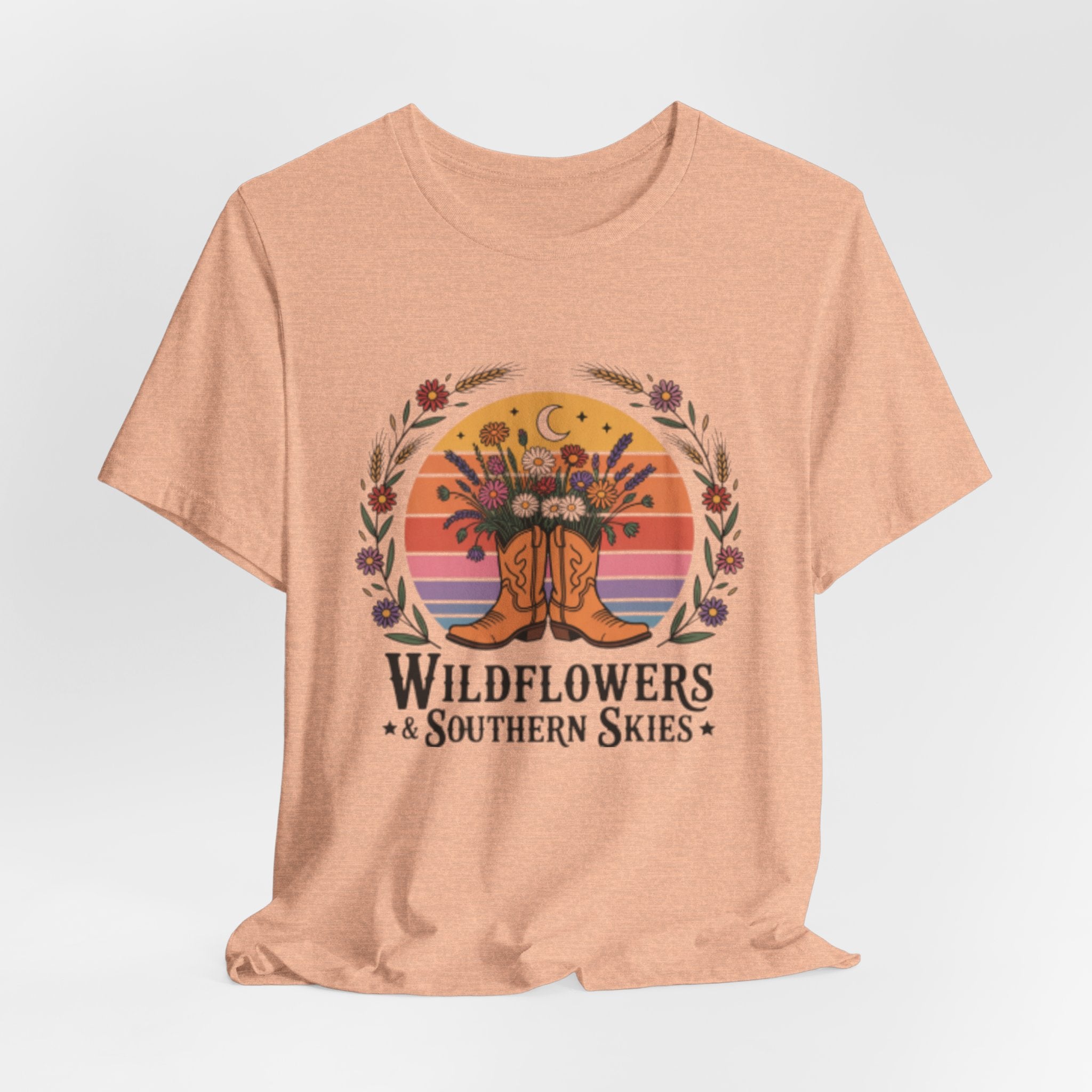 Wildflowers & Southern Skies Cowboy Boots Floral Tee