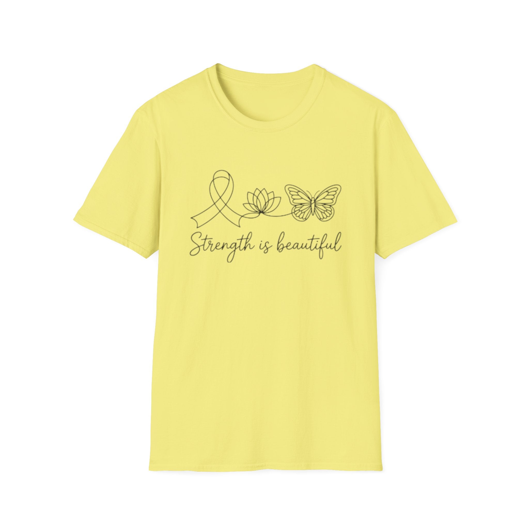 Strength Is Beautiful T-Shirt — Ribbon Lotus Butterfly Awareness Tee