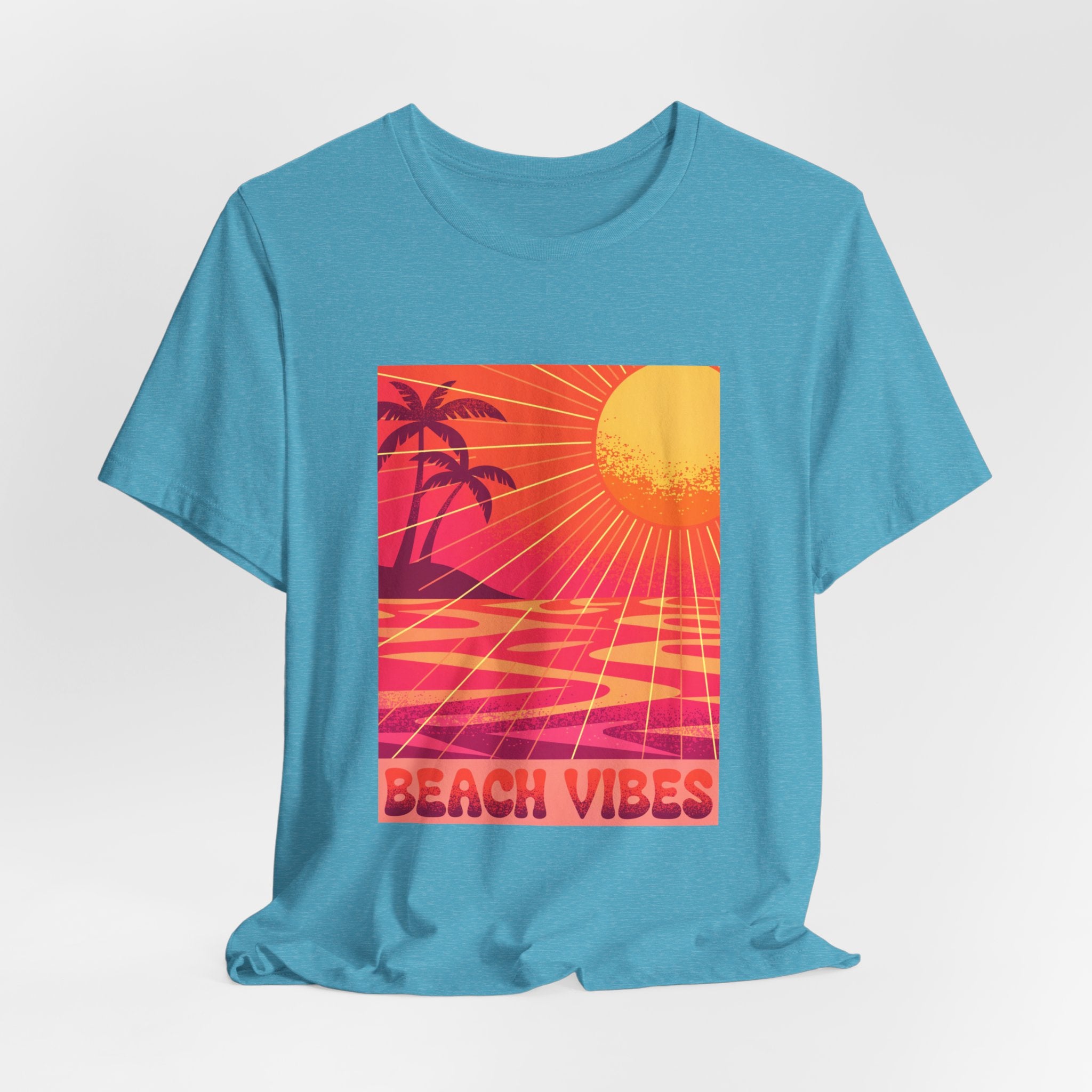 Beach Vibes Retro Sunset Palm Graphic Tee