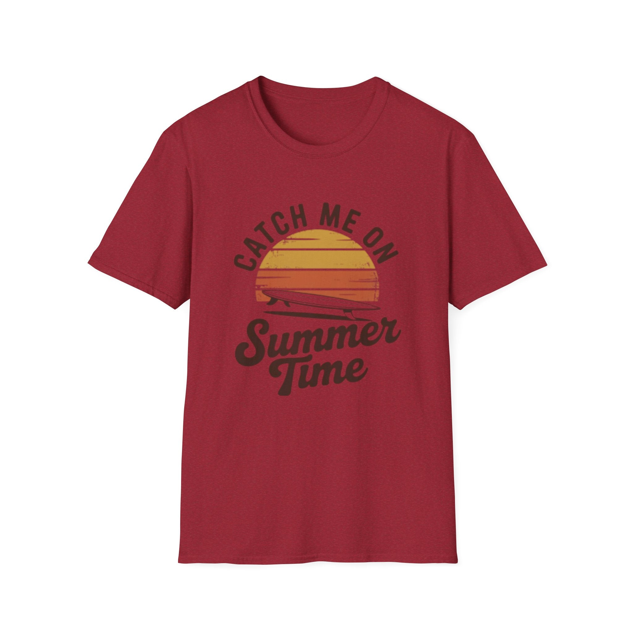 Catch Me On Summer Time T-Shirt | Retro Sunset Surf Plane Tee