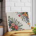Floral Bouquet Illustration Glass Cutting Board | Botanical Kitchen Decor