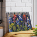 Bluebonnet and Indian Paintbrush Glass Cutting Board | Floral Kitchen Decor