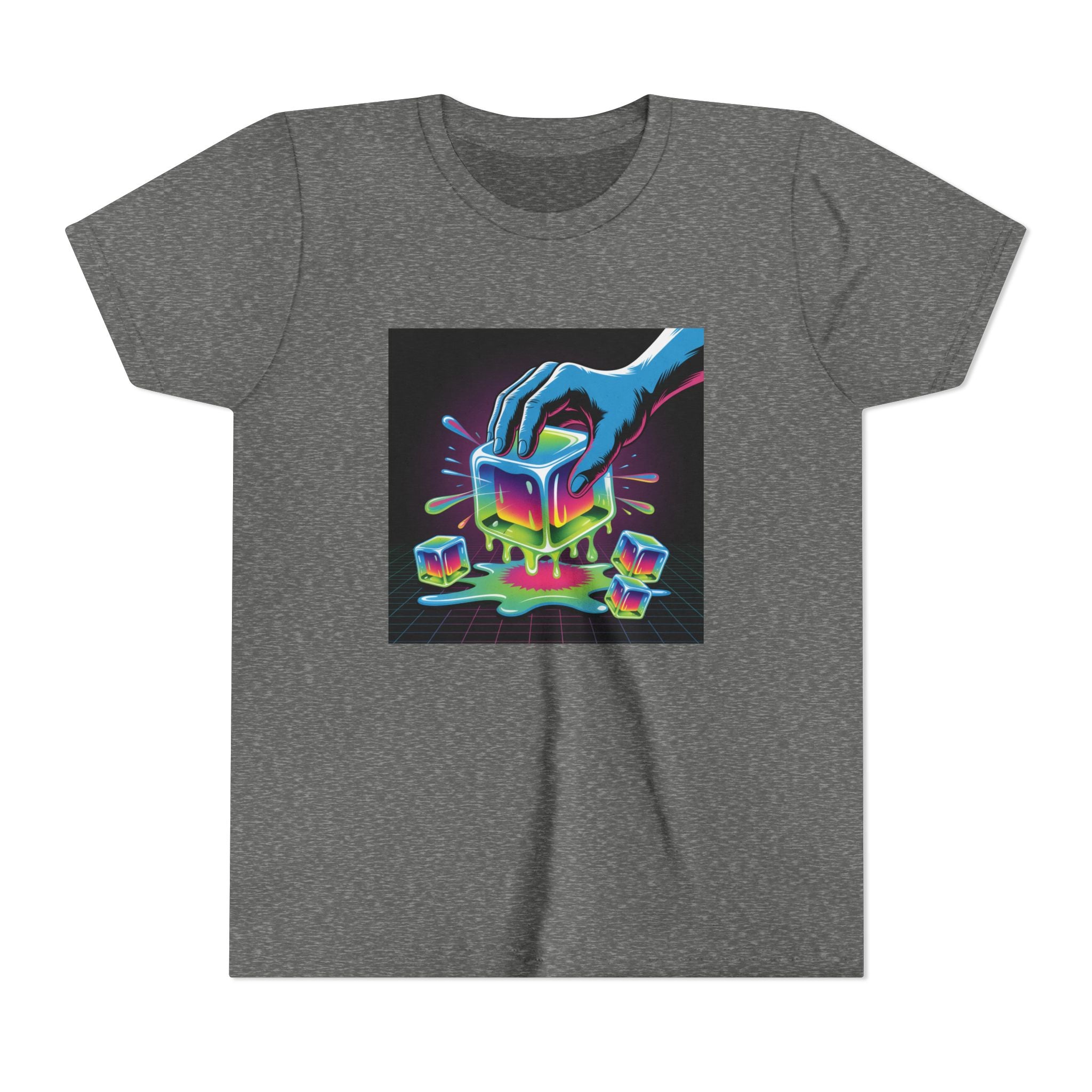 Youth Tee — Neon Melting Ice Cube Graphic