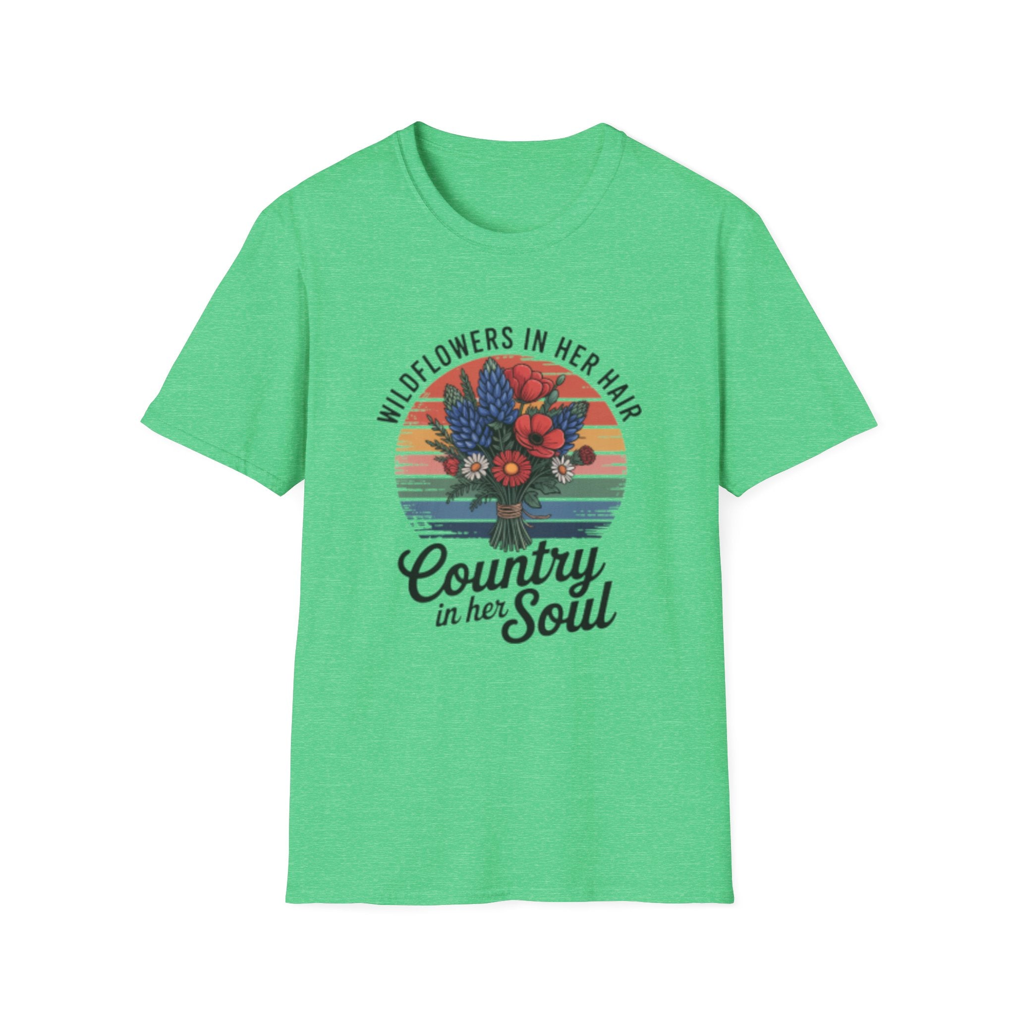 Wildflowers In Her Hair T-Shirt | Country In Her Soul Floral Retro