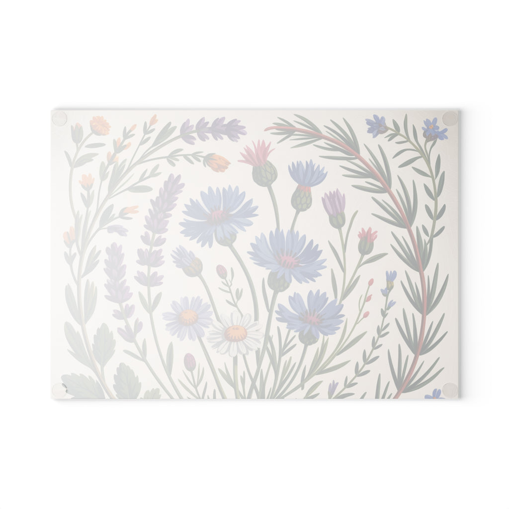 Wildflower Bouquet Glass Cutting Board | Floral Kitchen Decor